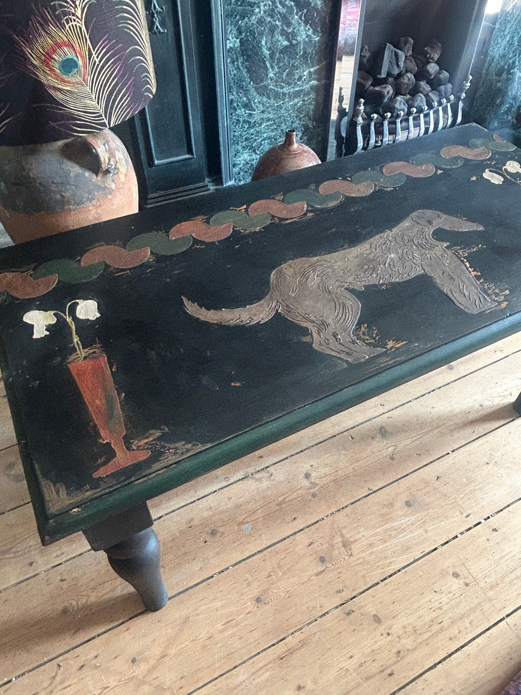 Vintage Painted Hound Coffee Table