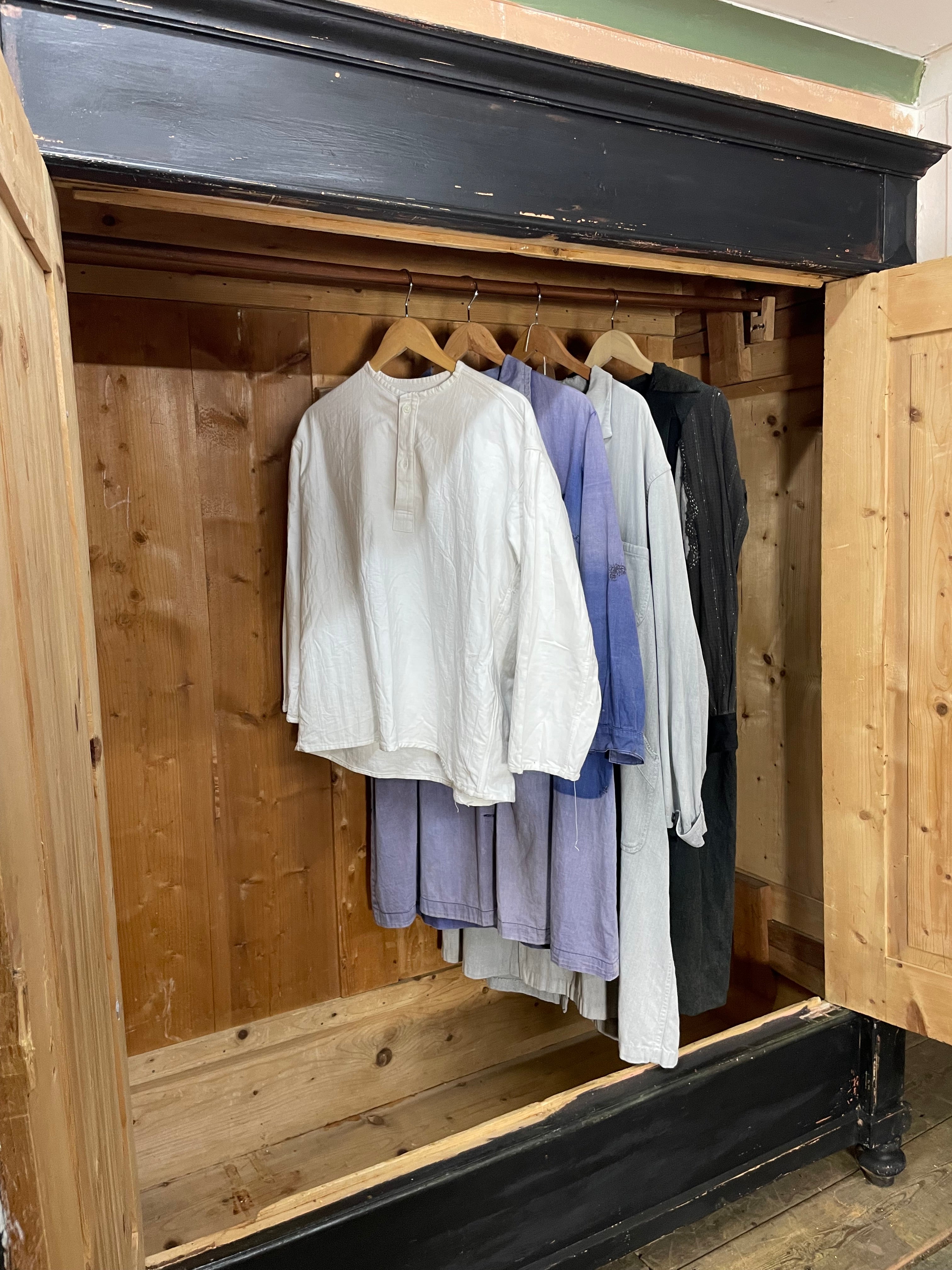 Vintage Painted Pine Wardrobe with Chinoiserie Panels