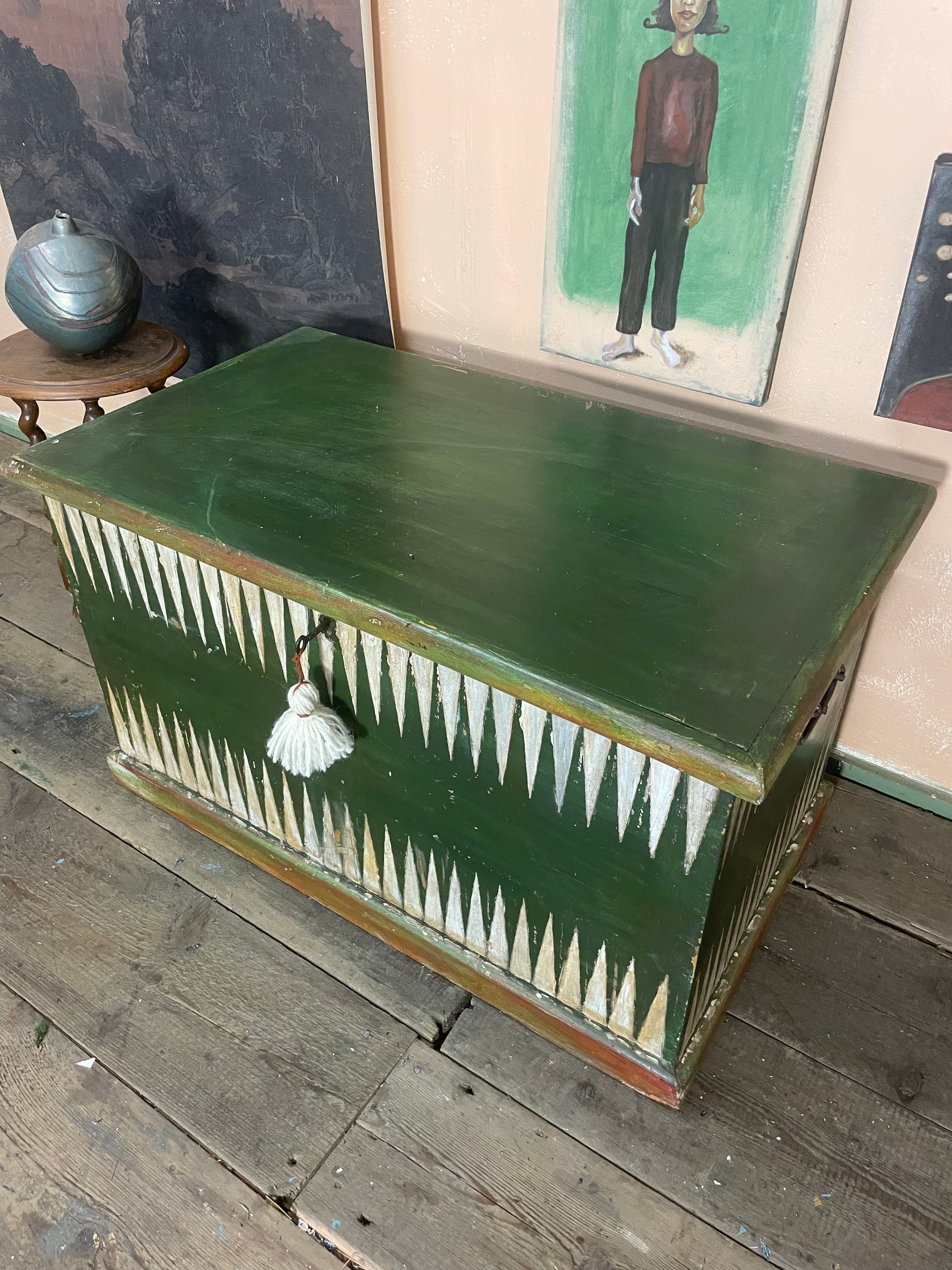 Vintage Folk Art Blanket Box
