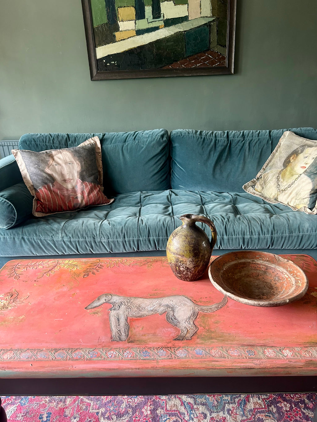 Vintage Painted Pine Bloomsbury Inspired Coffee Table