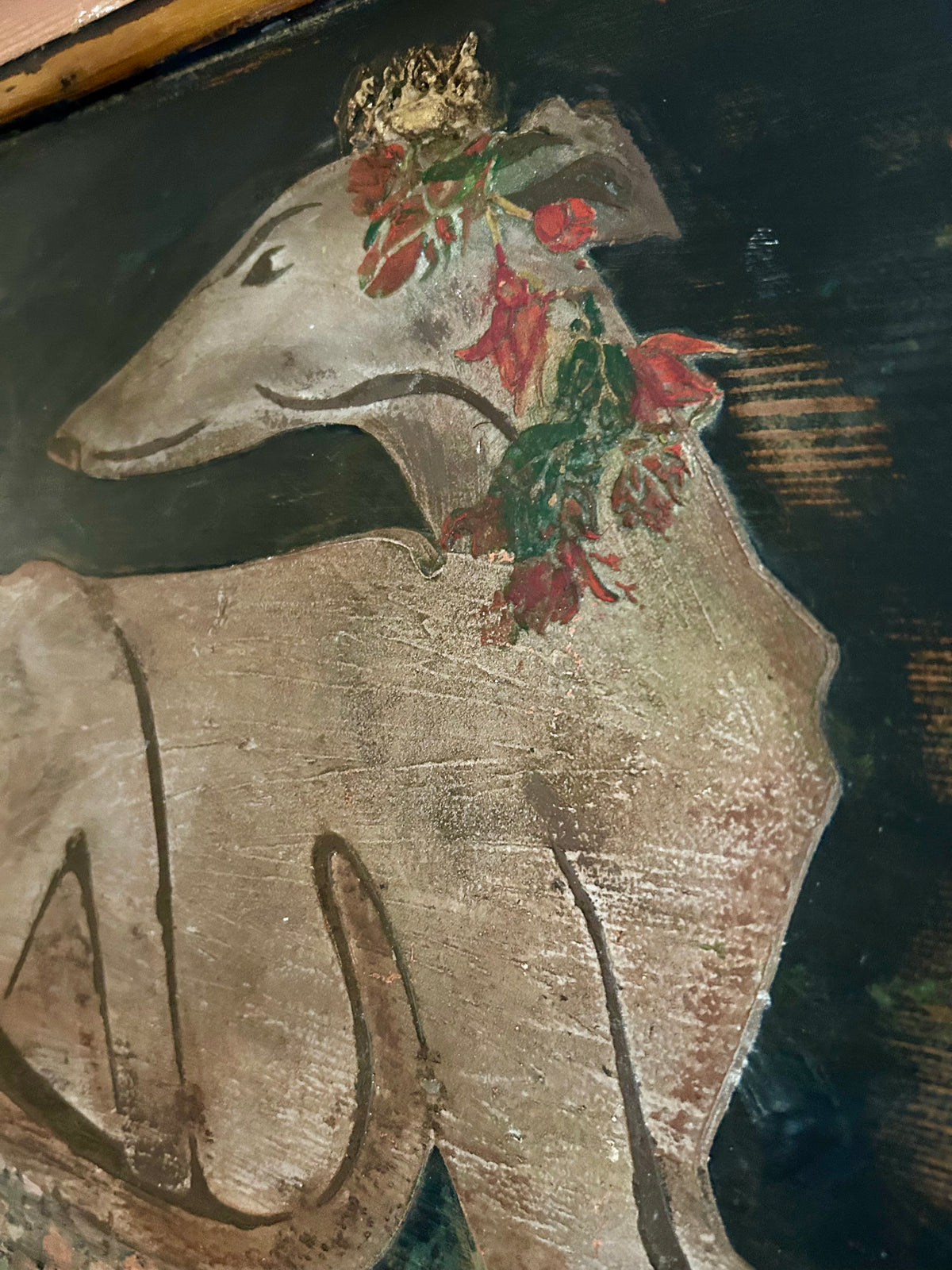 Reclaimed Door Wallhanging with Hound