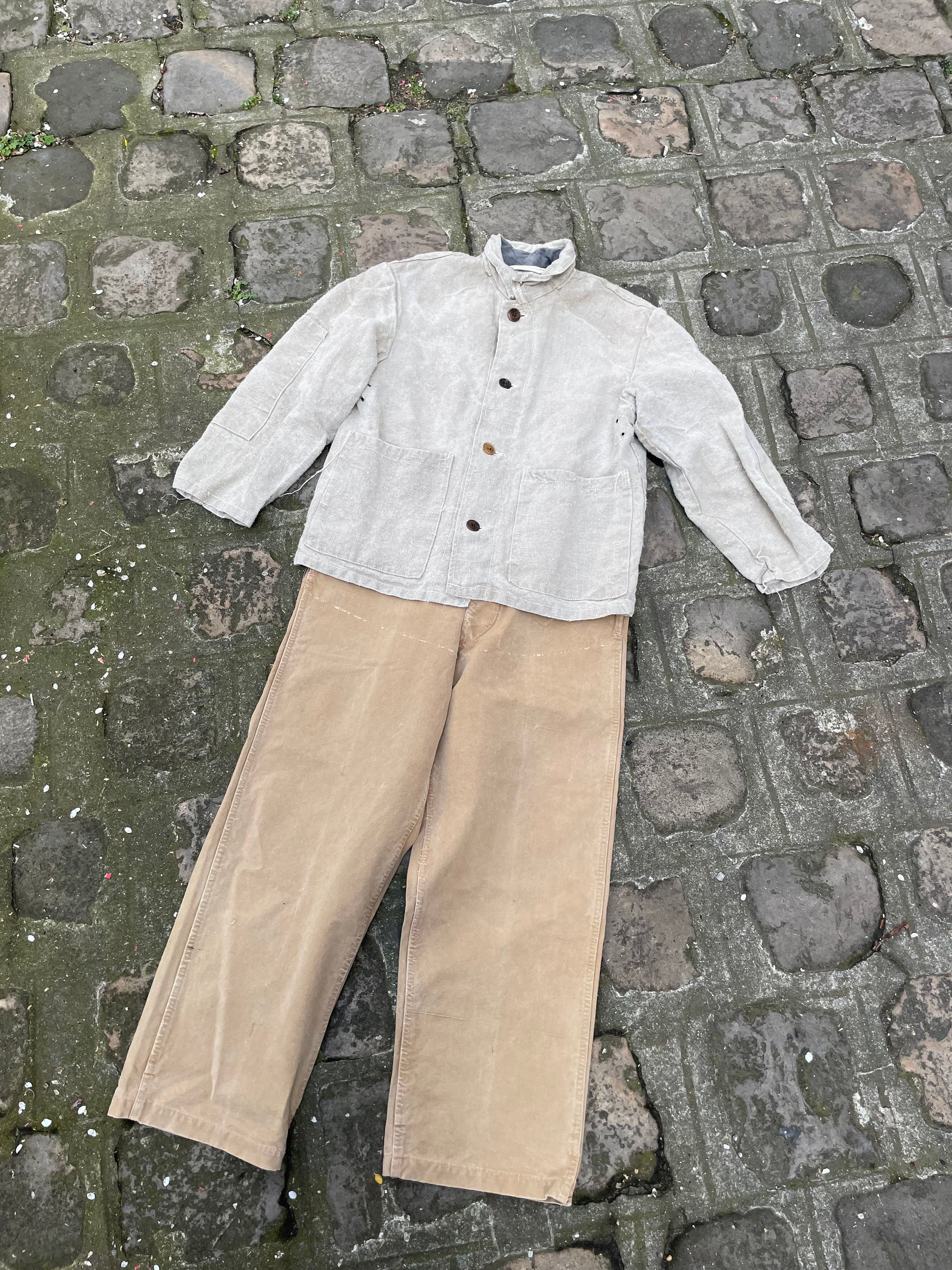 Vintage French Workwear Canvas Trousers