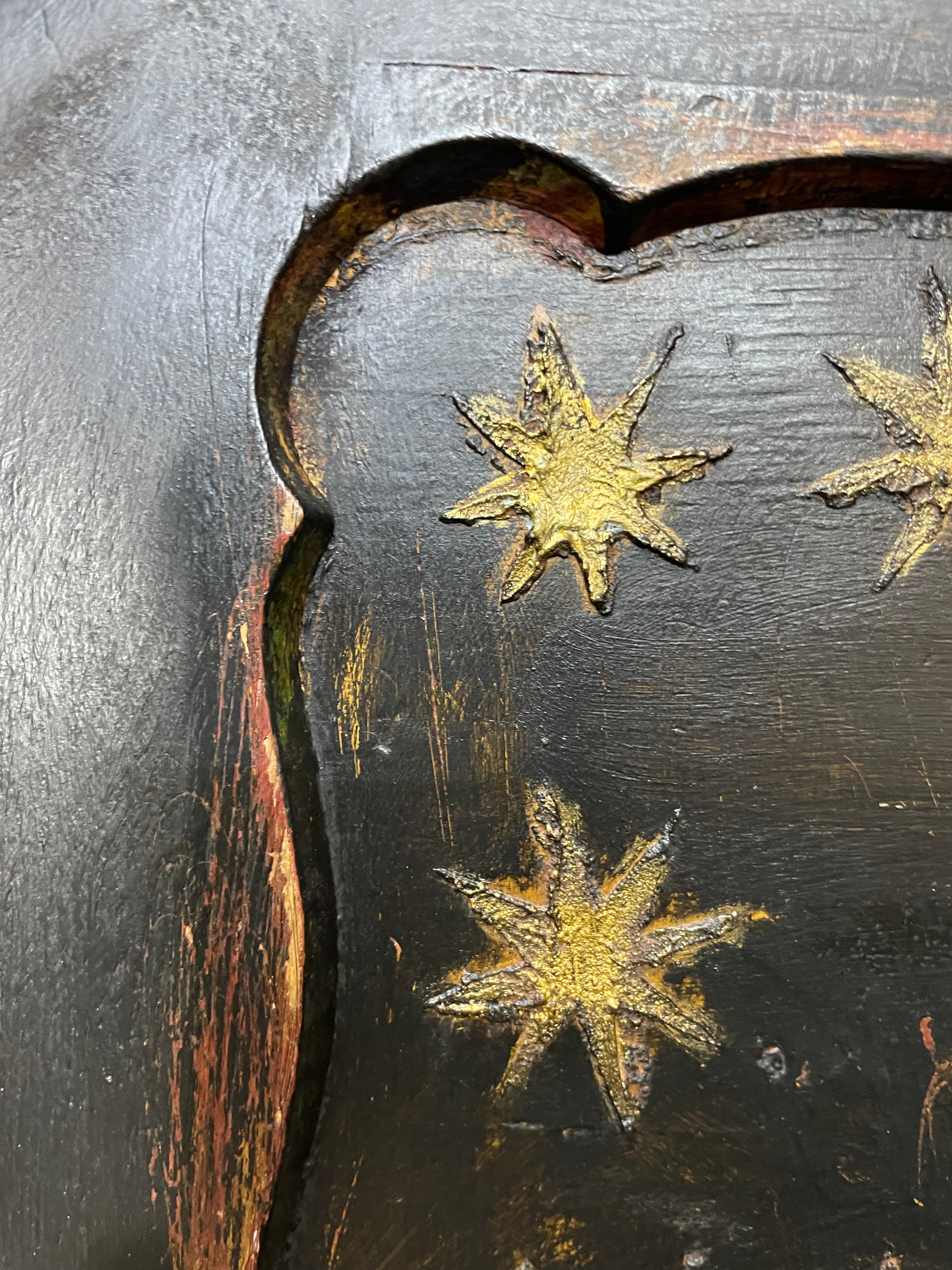 Vintage Painted Pine Folk Art Celestial Wardrobe
