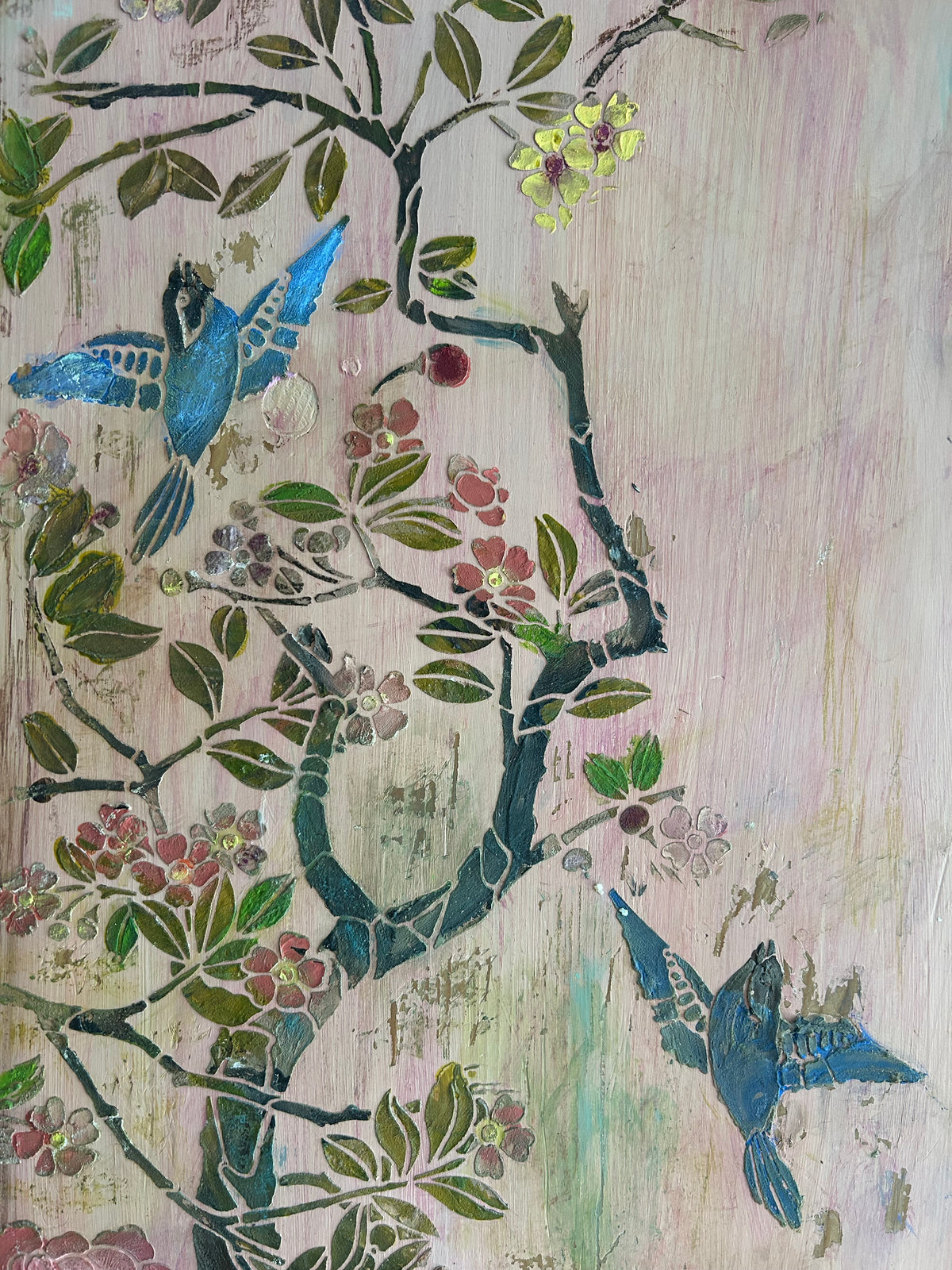 Vintage French Wardrobe with Swan Chinoiserie