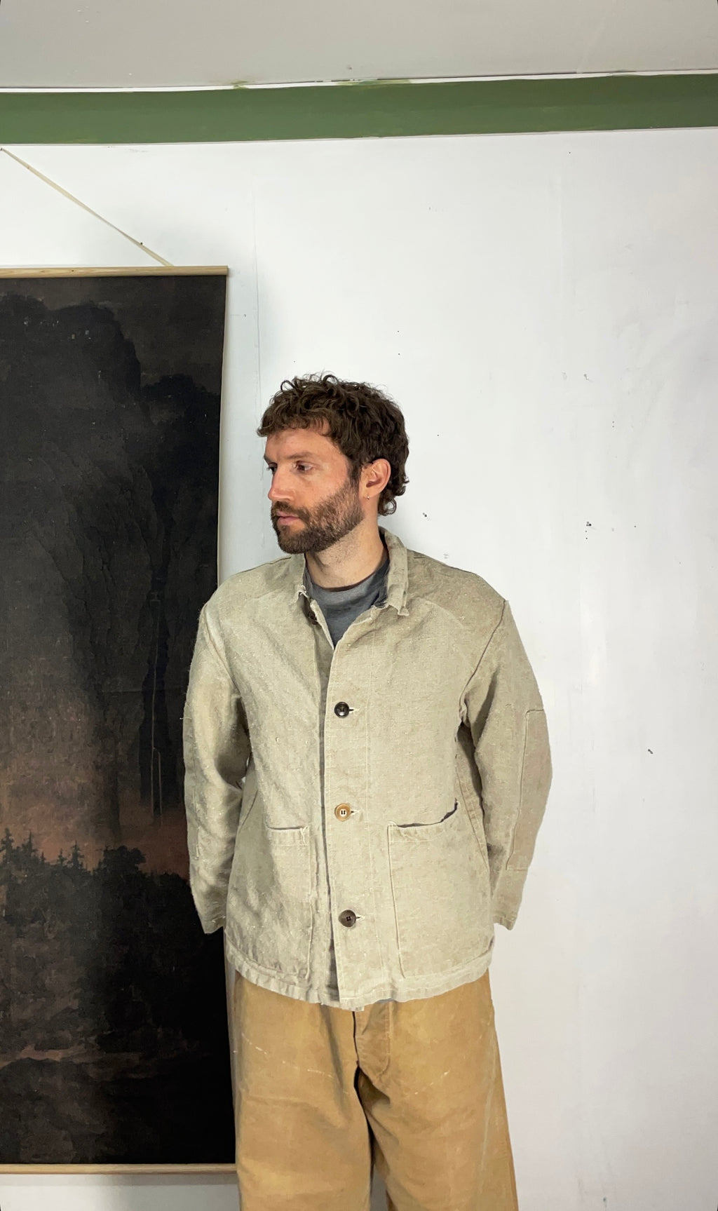 Vintage French Workwear Hemp Canvas Chore Jacket