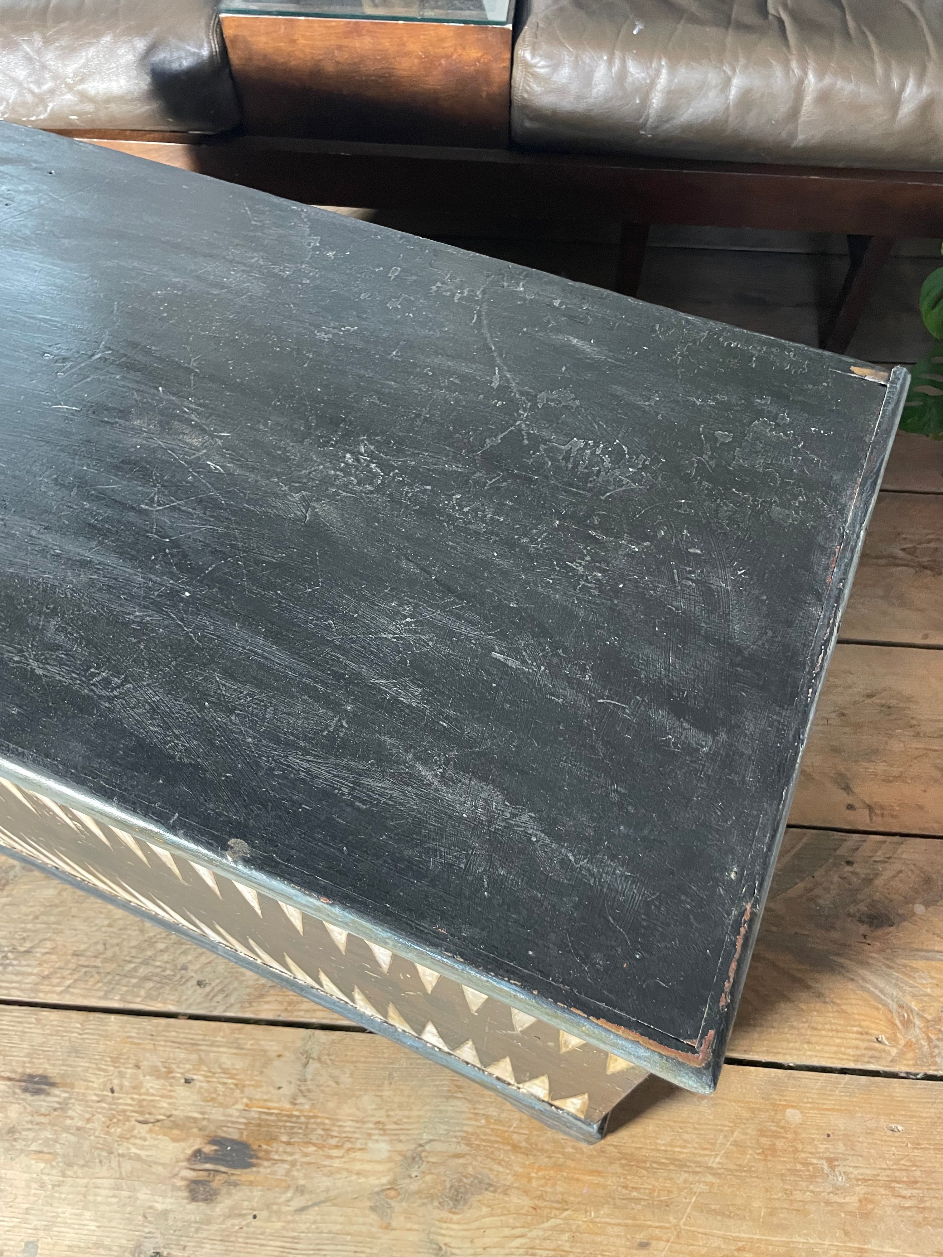 Vintage Pine Folk Art Blanket Storage Box