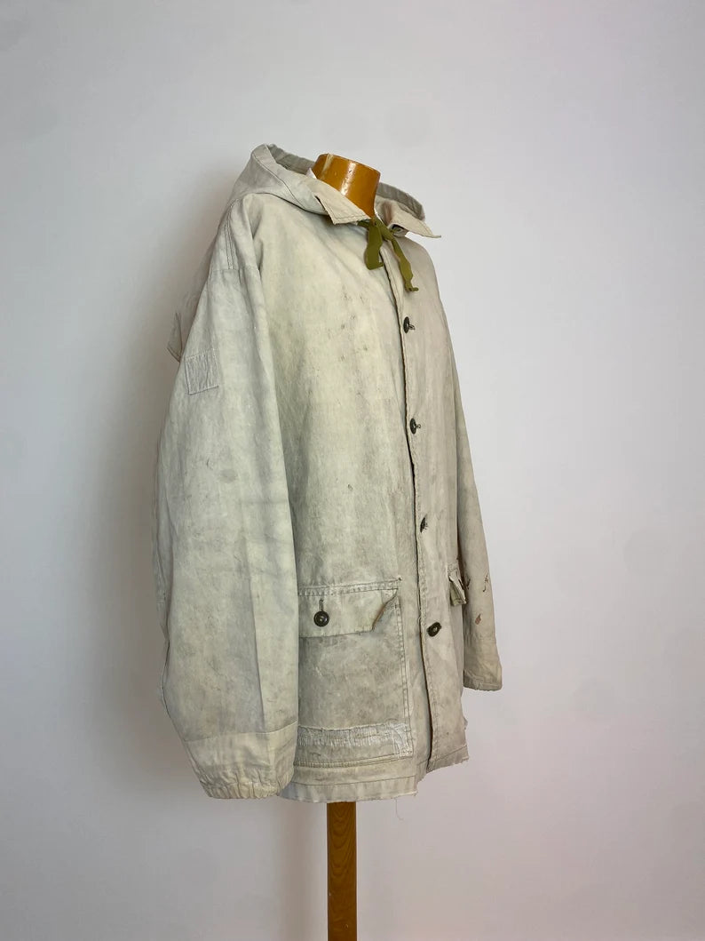 Vintage French Canvas Military Coat