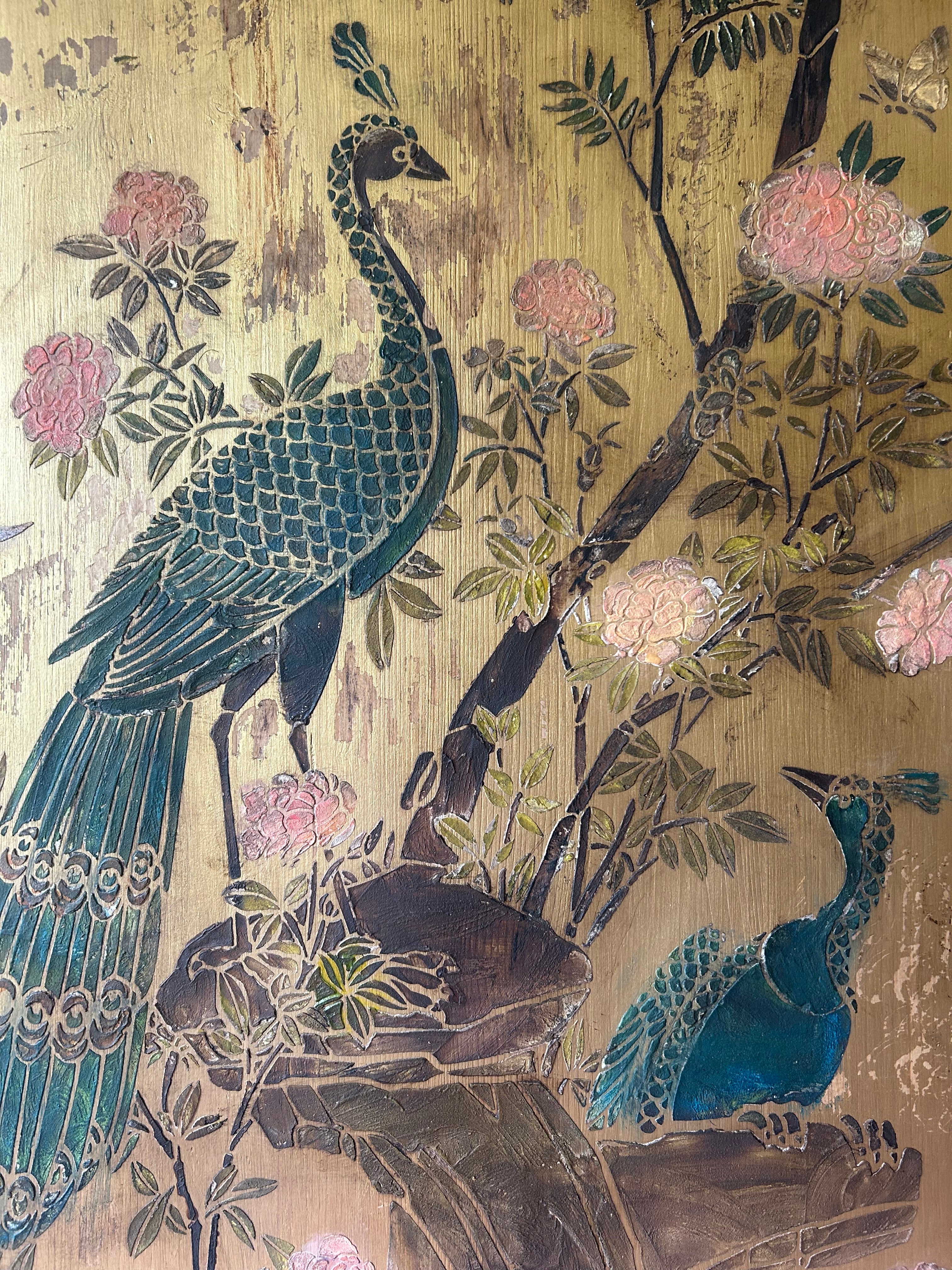 Vintage Painted Pine Triple Wardrobe