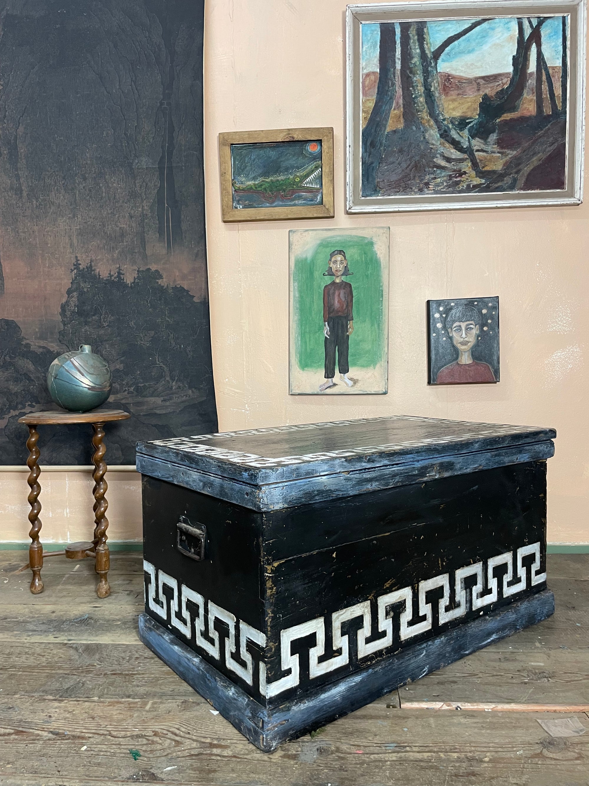 Vintage Folk Art Blanket Box