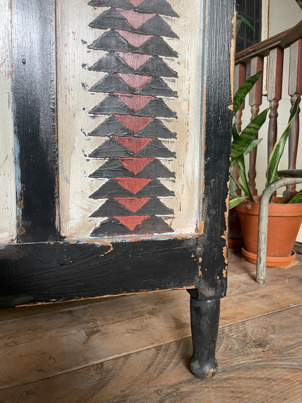 Vintage Painted Pine Folk Art Cupboard/ Bedside Table