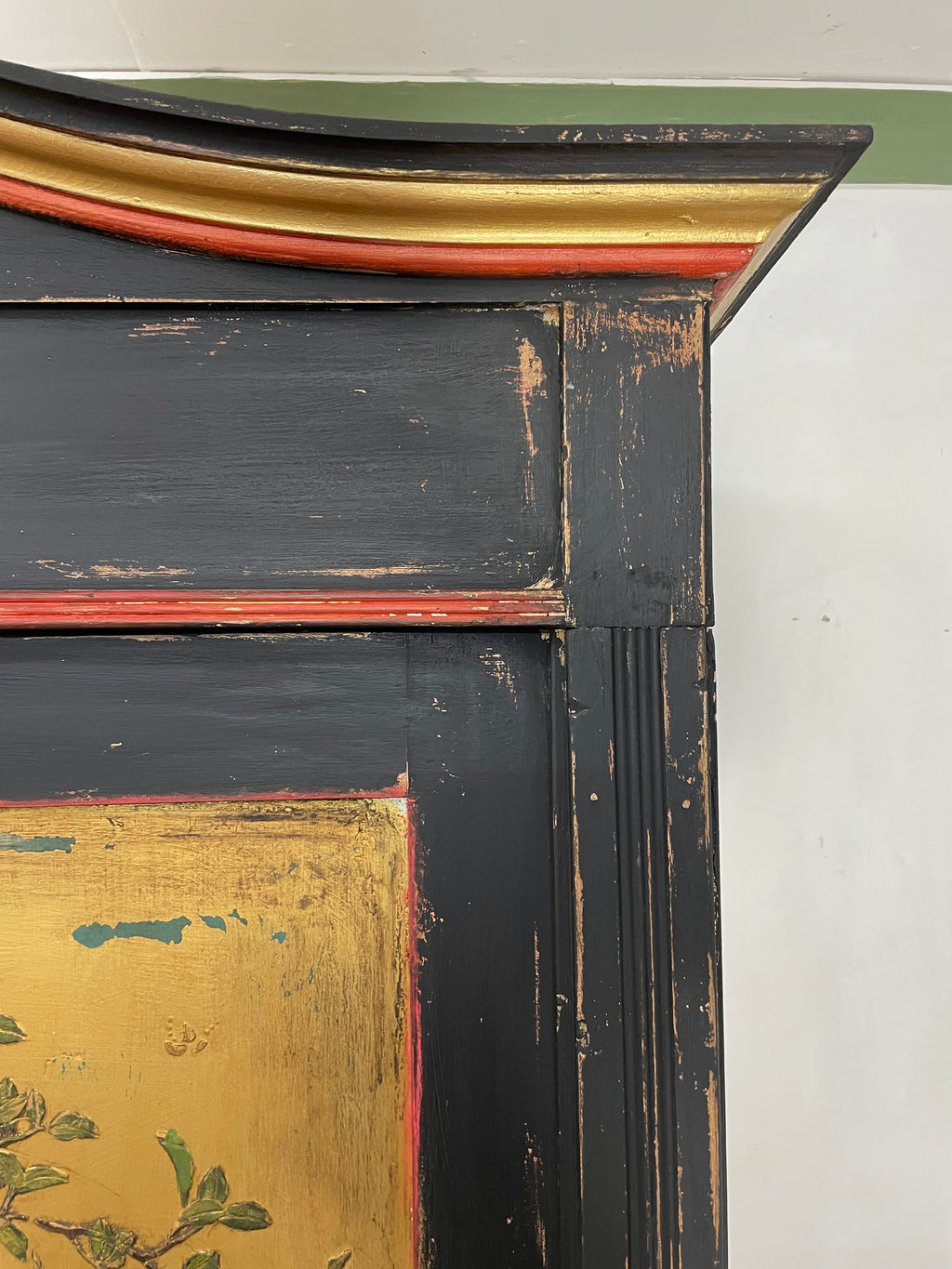 Vintage Knockdown Double Painted Wardrobe with Chinoiserie Panels
