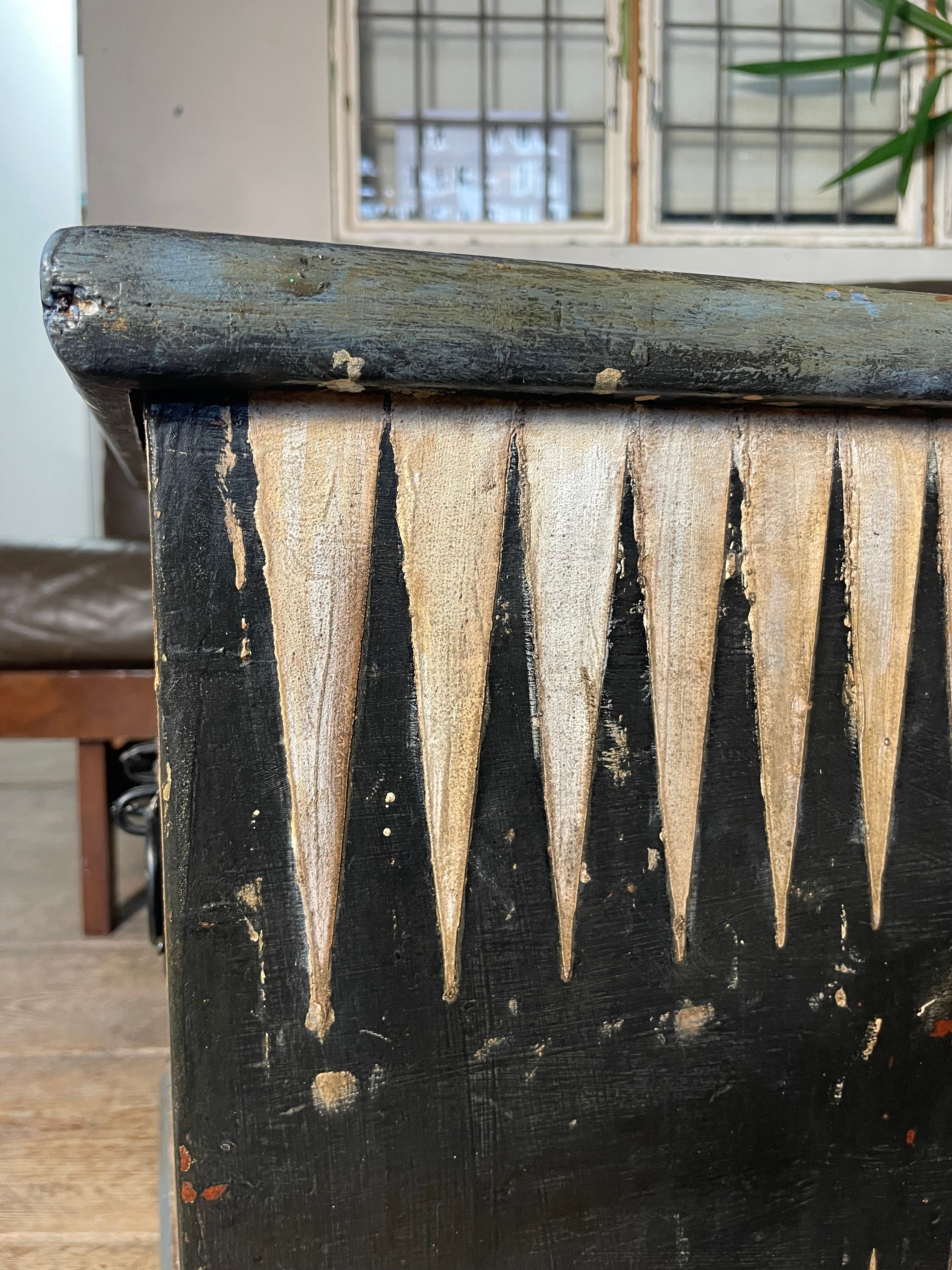 Vintage Pine Folk Art Blanket Storage Box