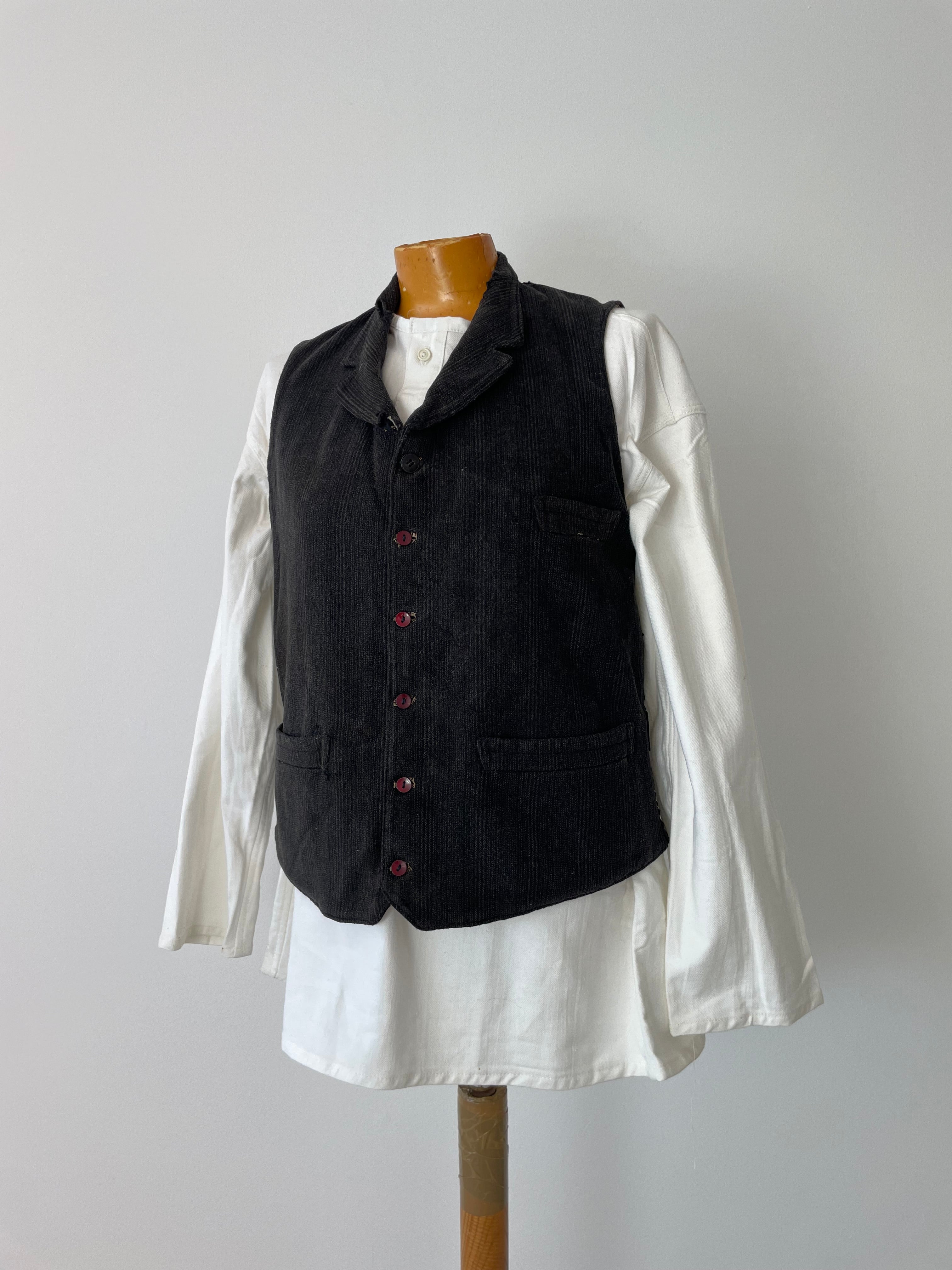 希少】1930s French Work Handsew Vest Antique Early 1900s 1910s
