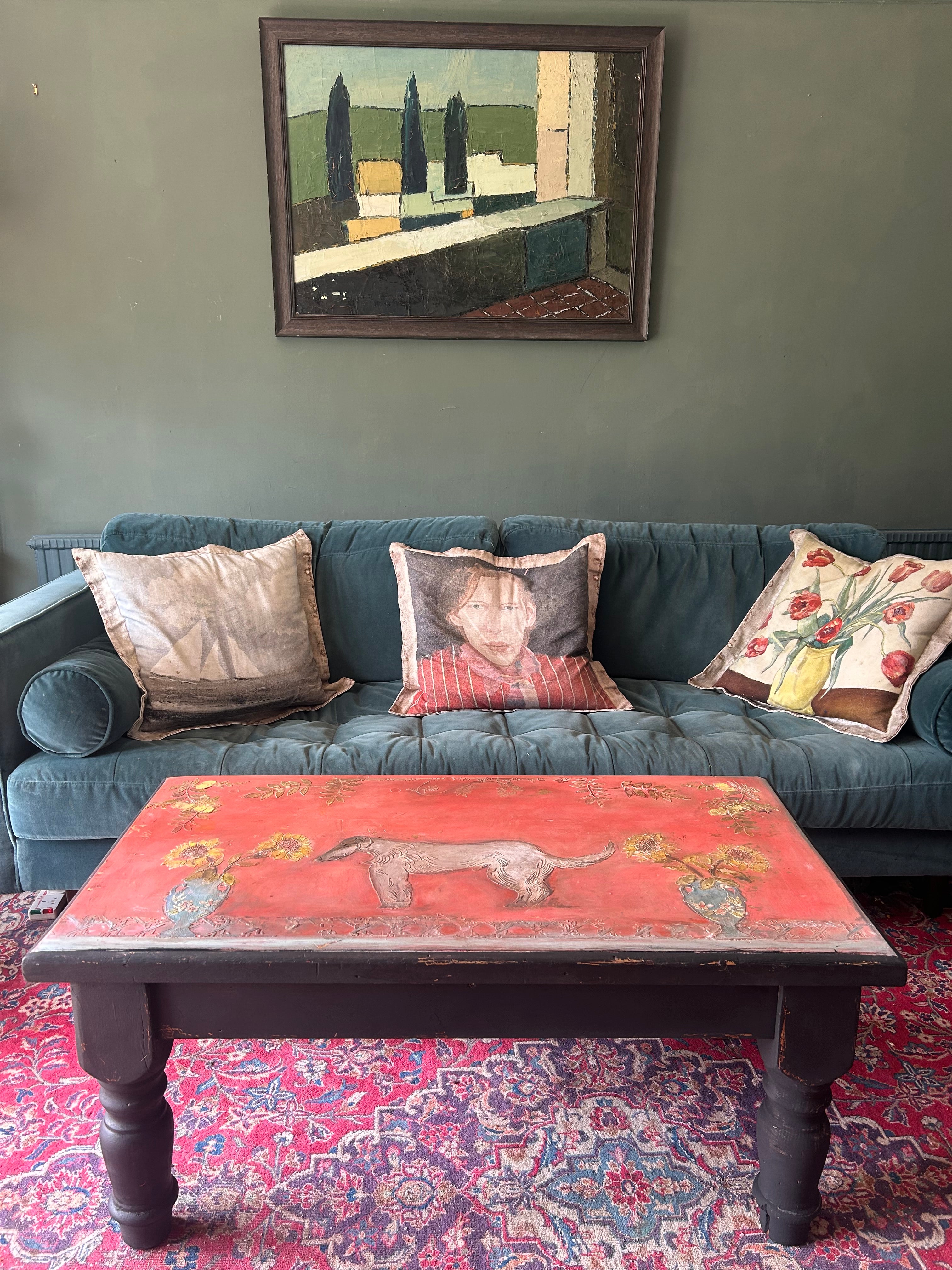 Vintage Painted Bloomsbury Inspired Hound Coffee Table