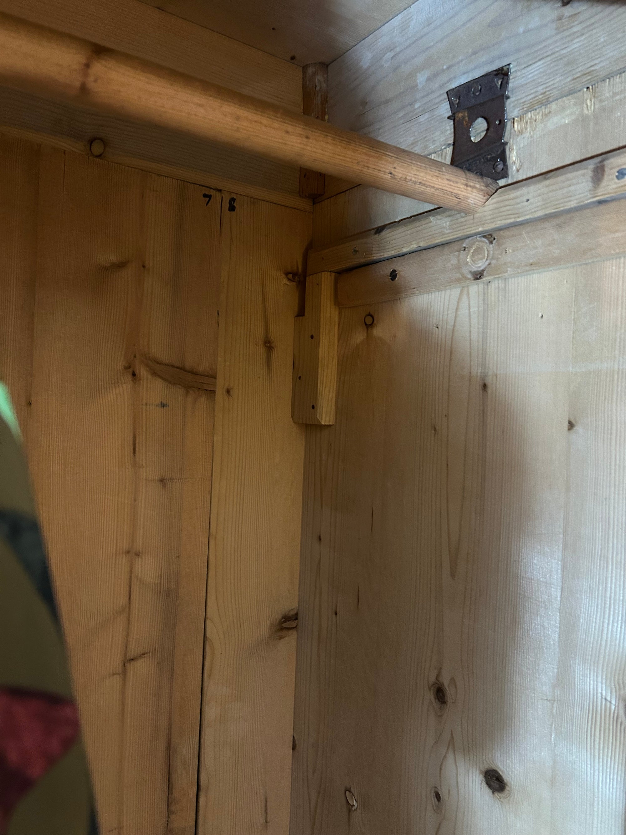 Vintage Painted Pine Large Wardrobe with Chinoiserie Panels