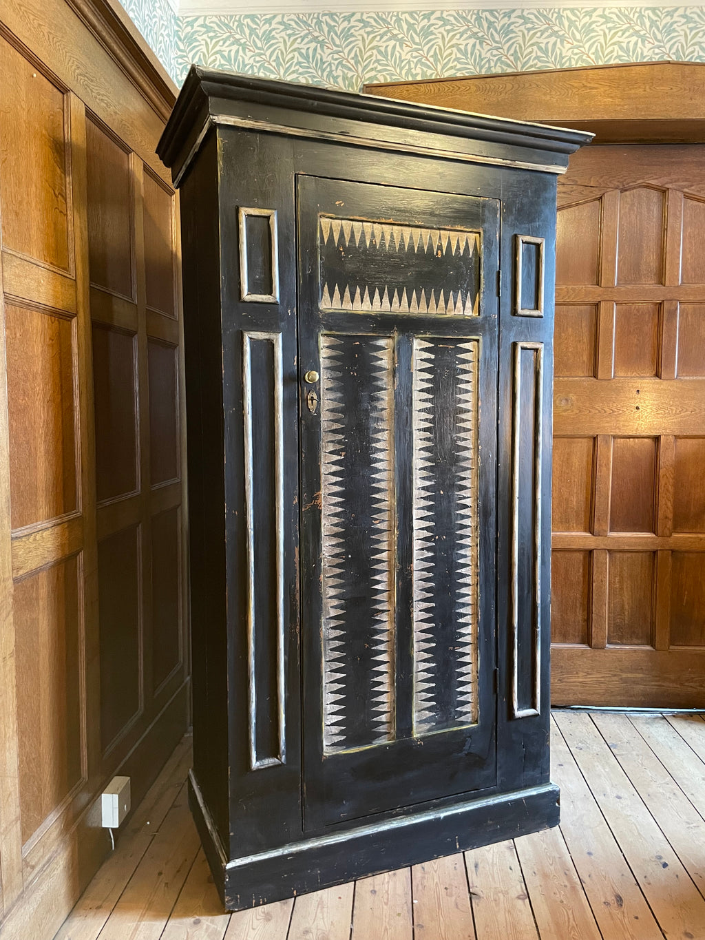Vintage Folk Art Wardrobe/ Hall Cupboard