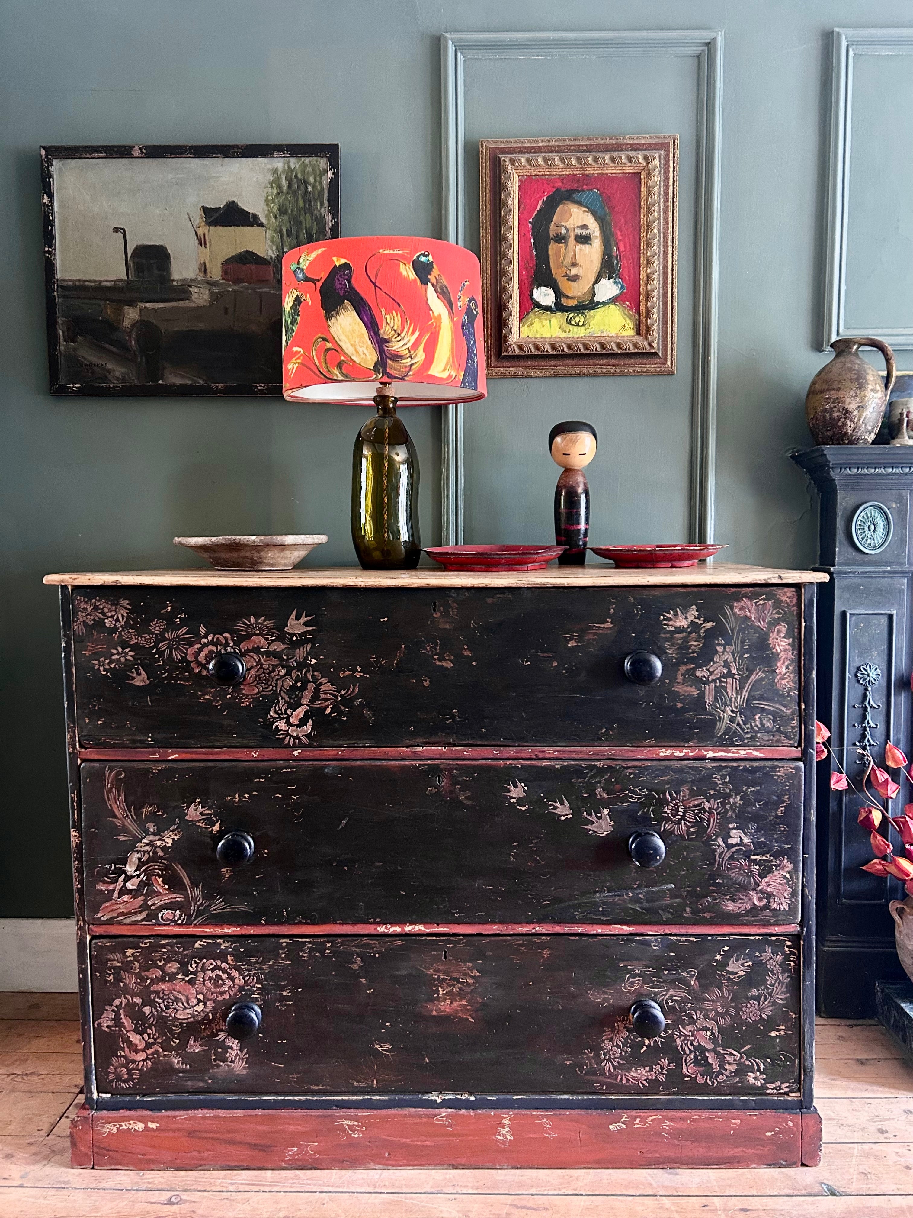 Antique Painted Drawers with Chinoiserie