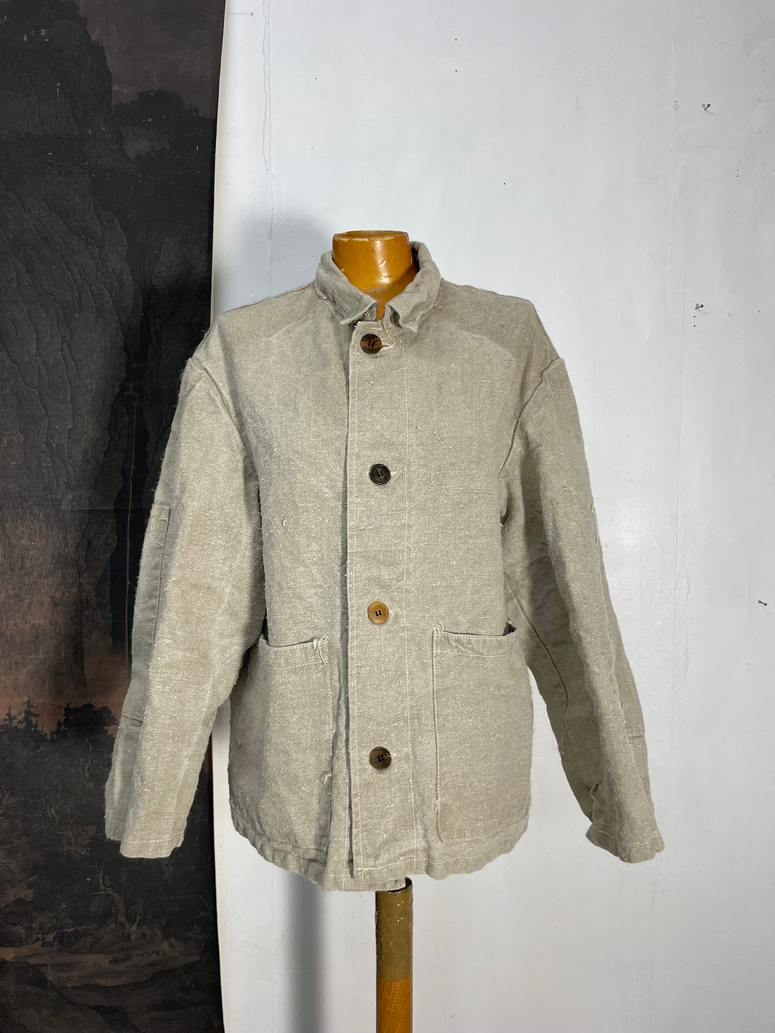 Vintage French Workwear Hemp Canvas Chore Jacket