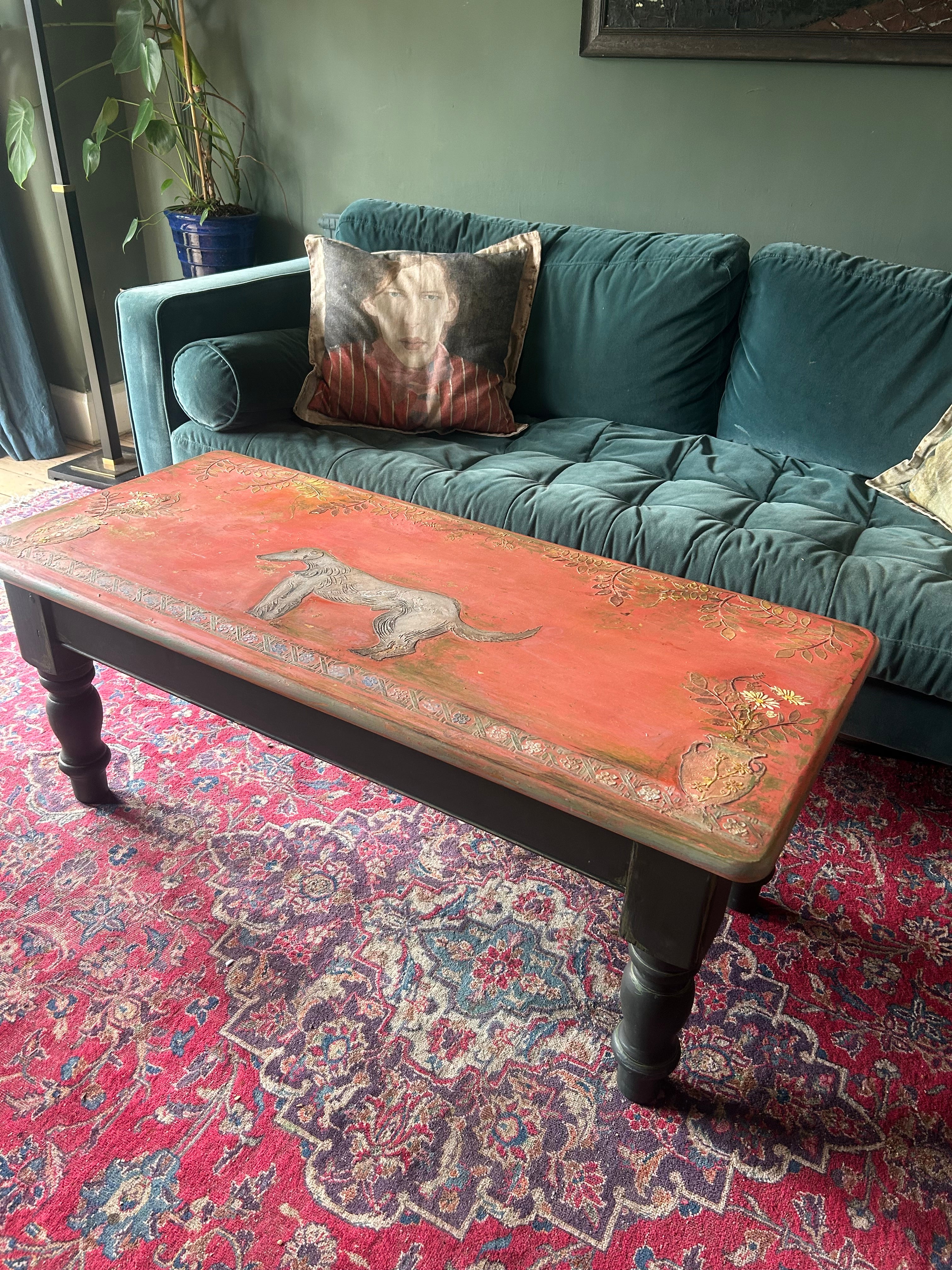 Vintage Painted Pine Bloomsbury Inspired Coffee Table