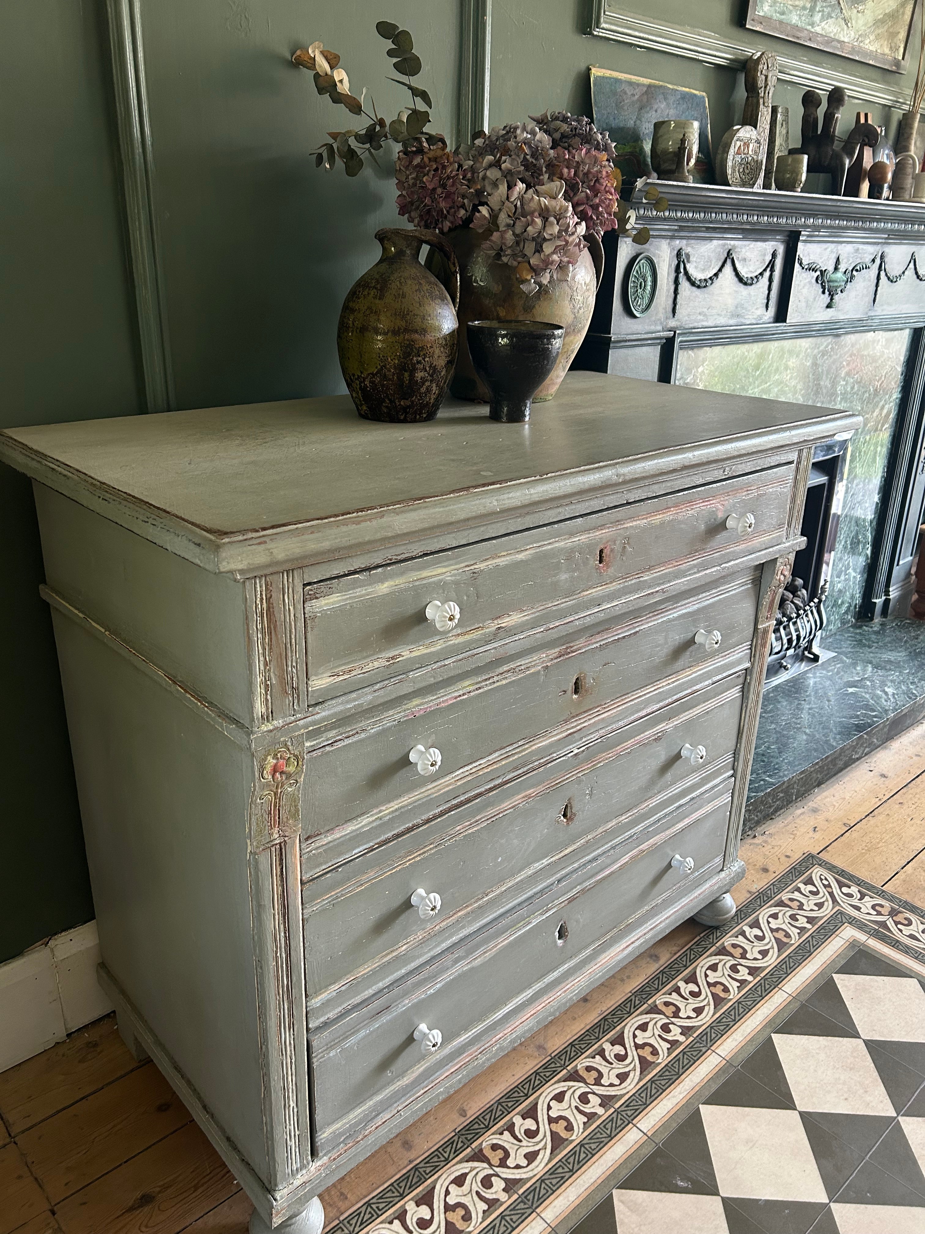 Vintage Painted Pine Chest of Drawers