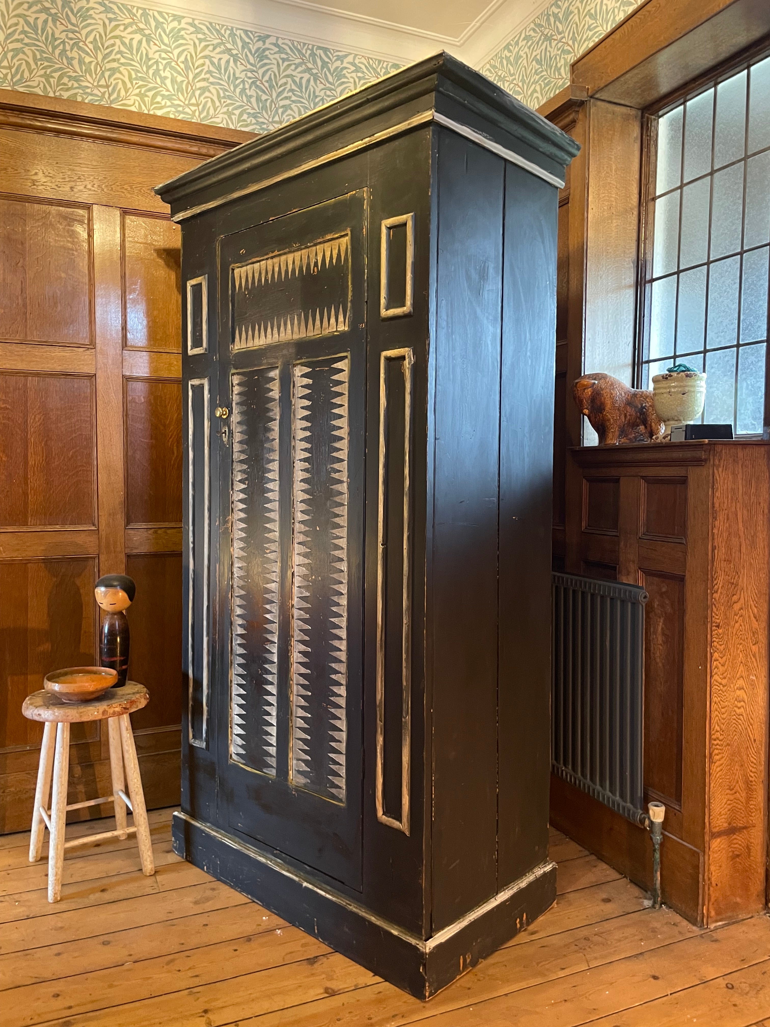 Vintage Folk Art Wardrobe/ Hall Cupboard