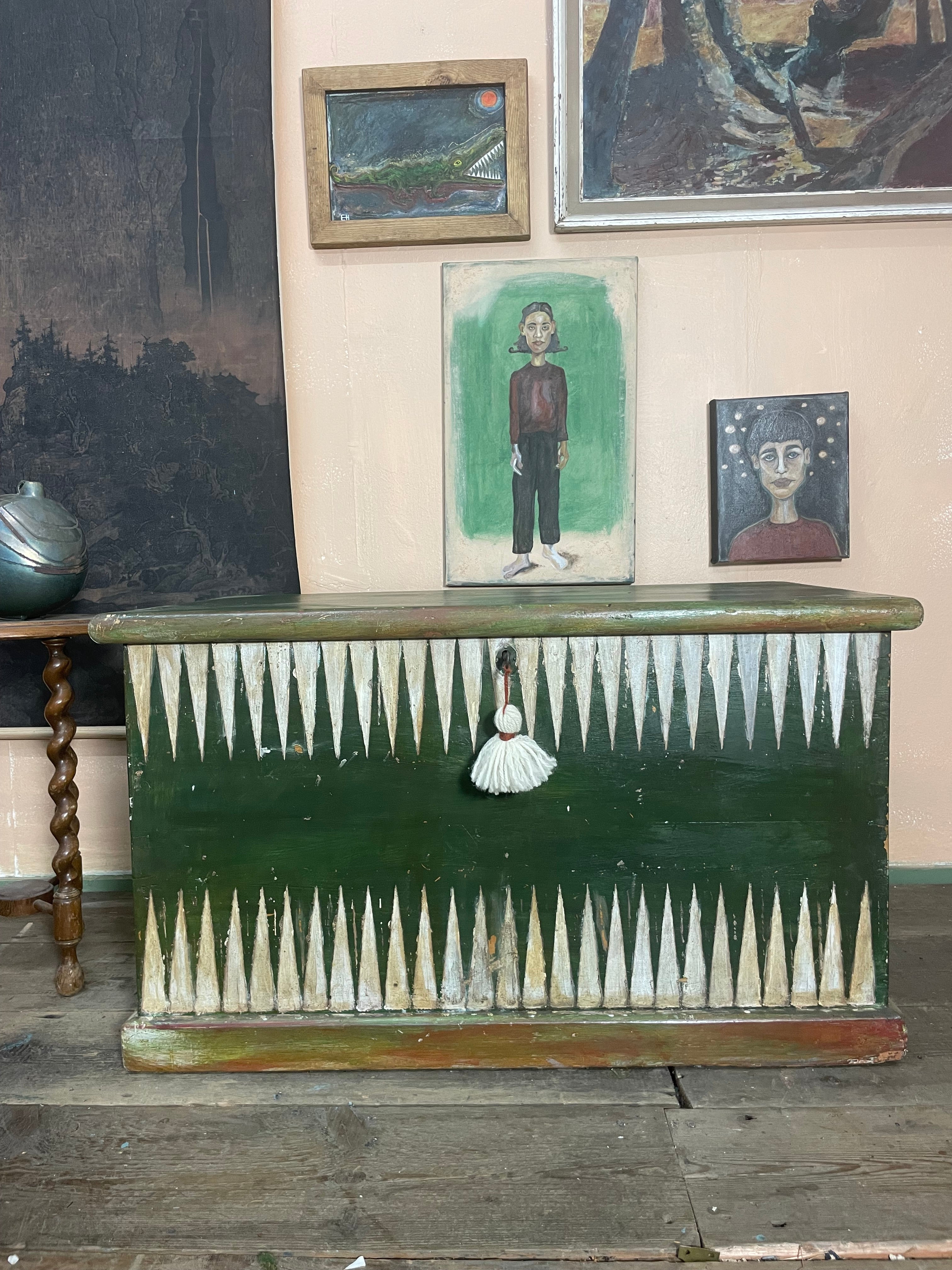 Vintage Folk Art Blanket Box