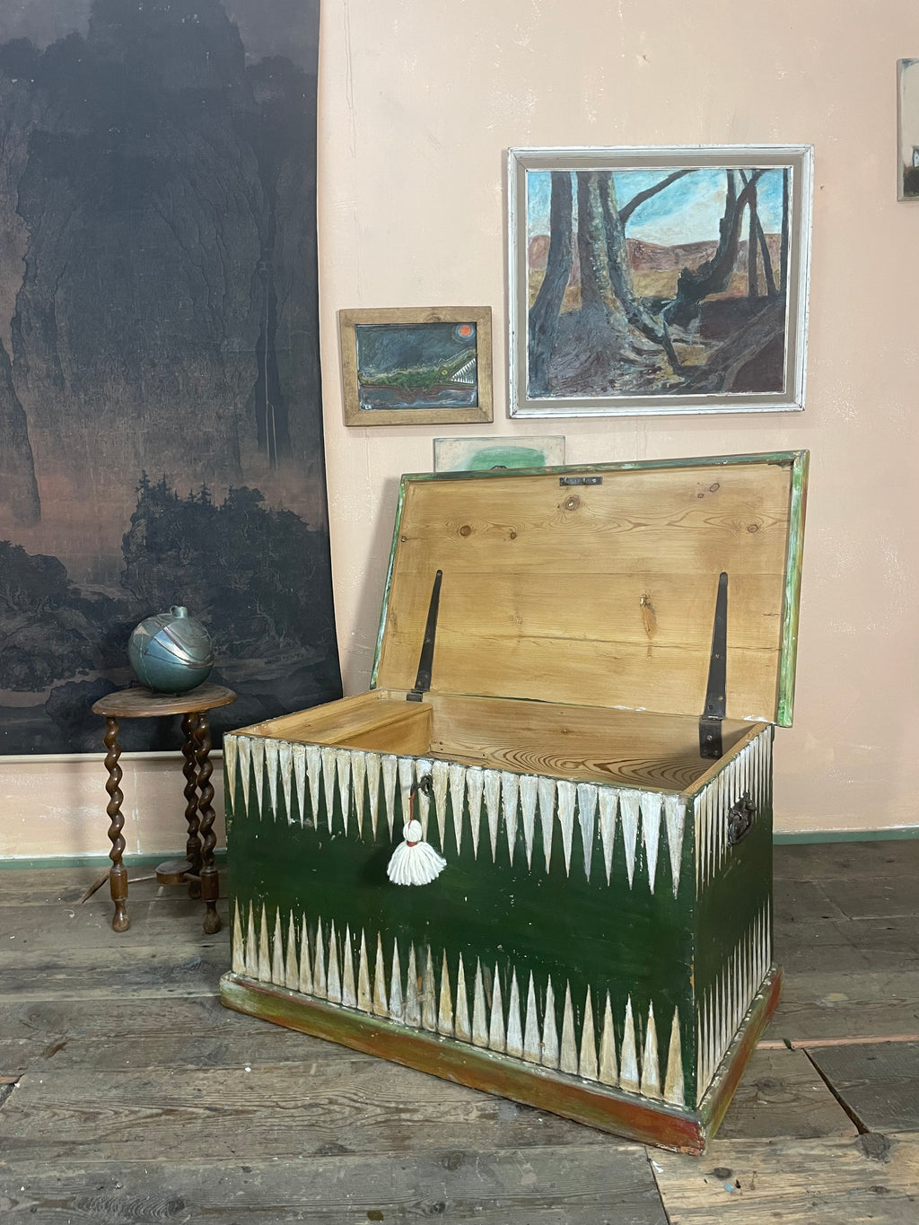 Vintage Folk Art Blanket Box