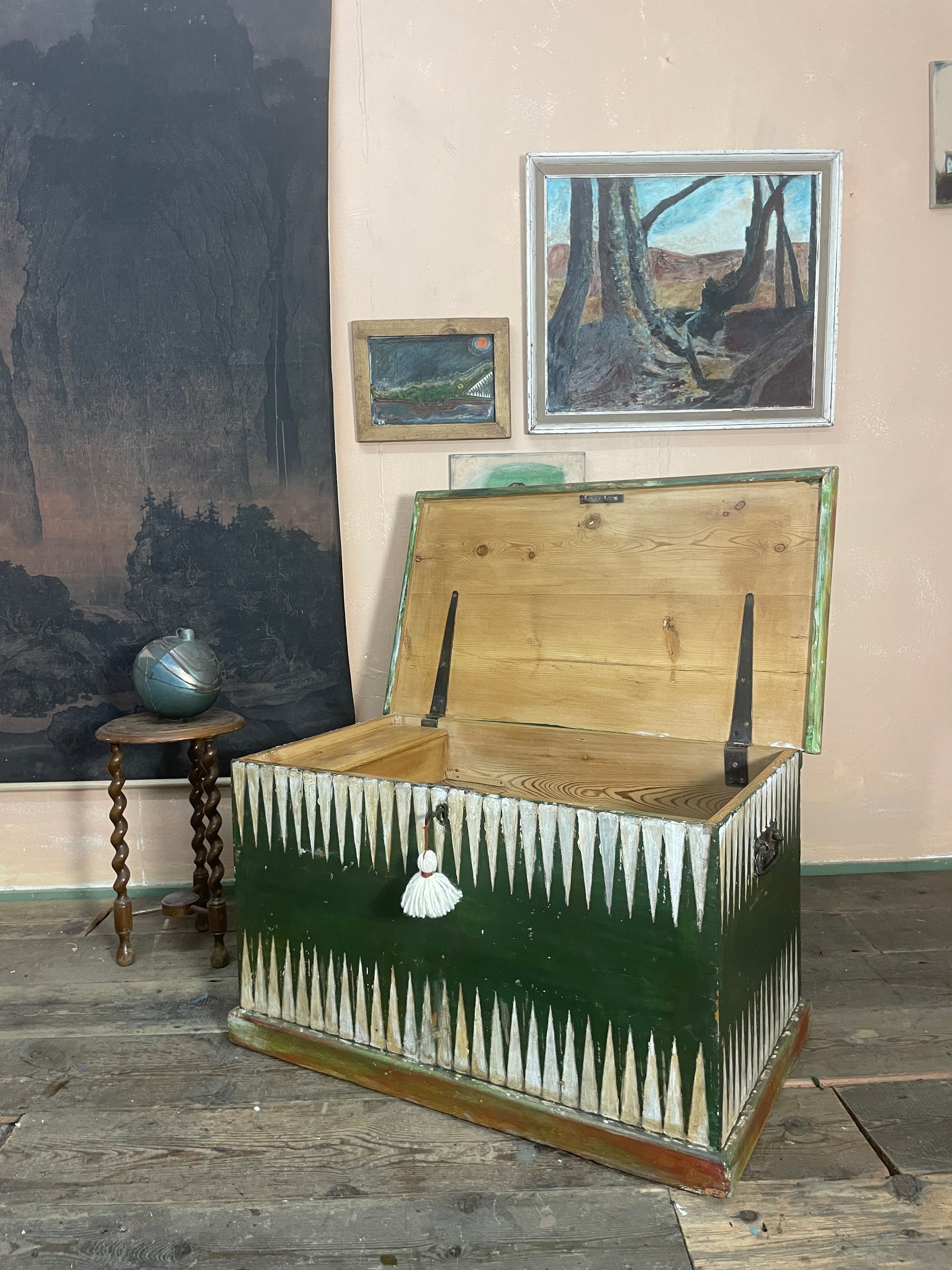 Vintage Folk Art Blanket Box
