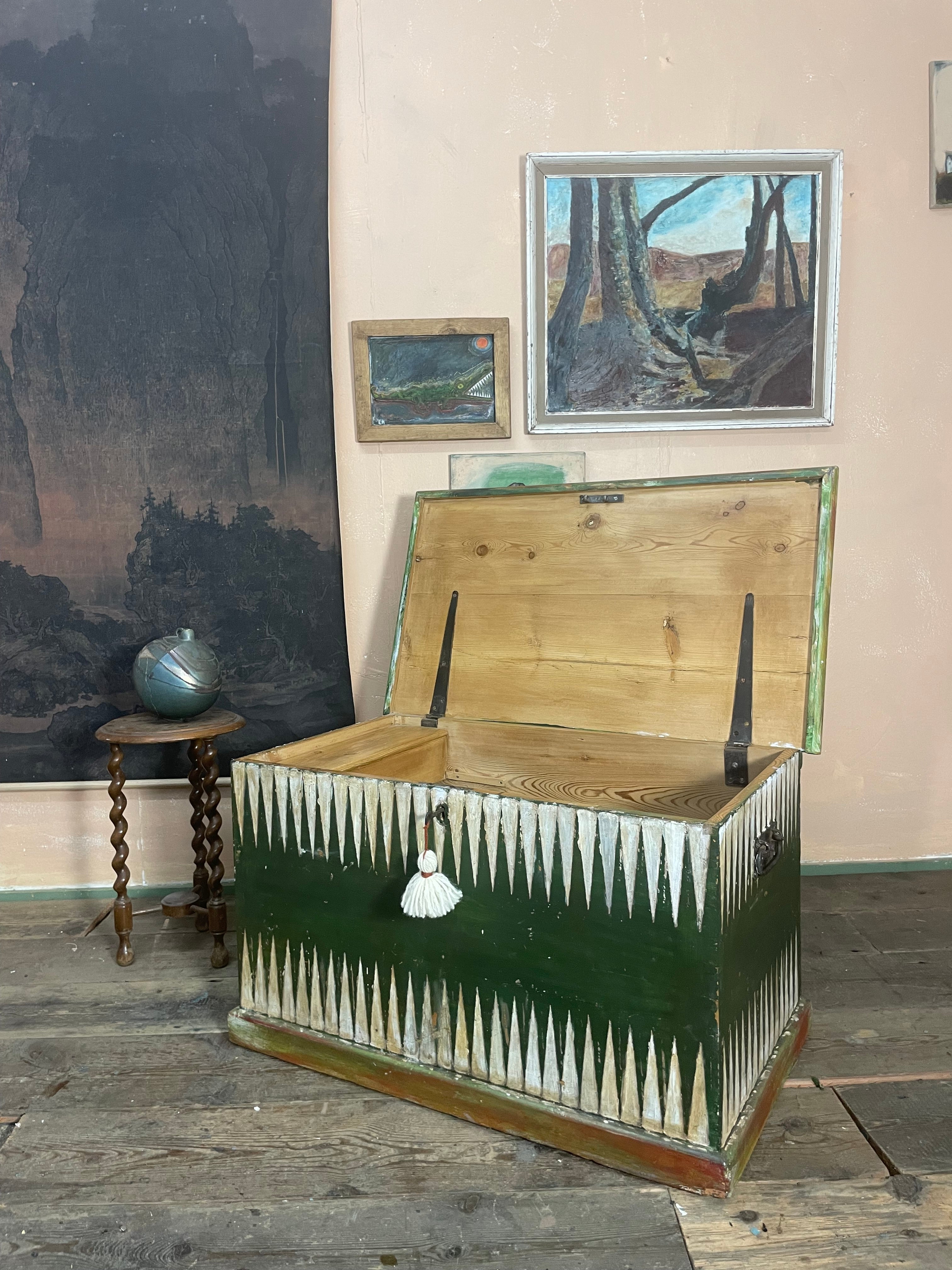 Vintage Folk Art Blanket Box