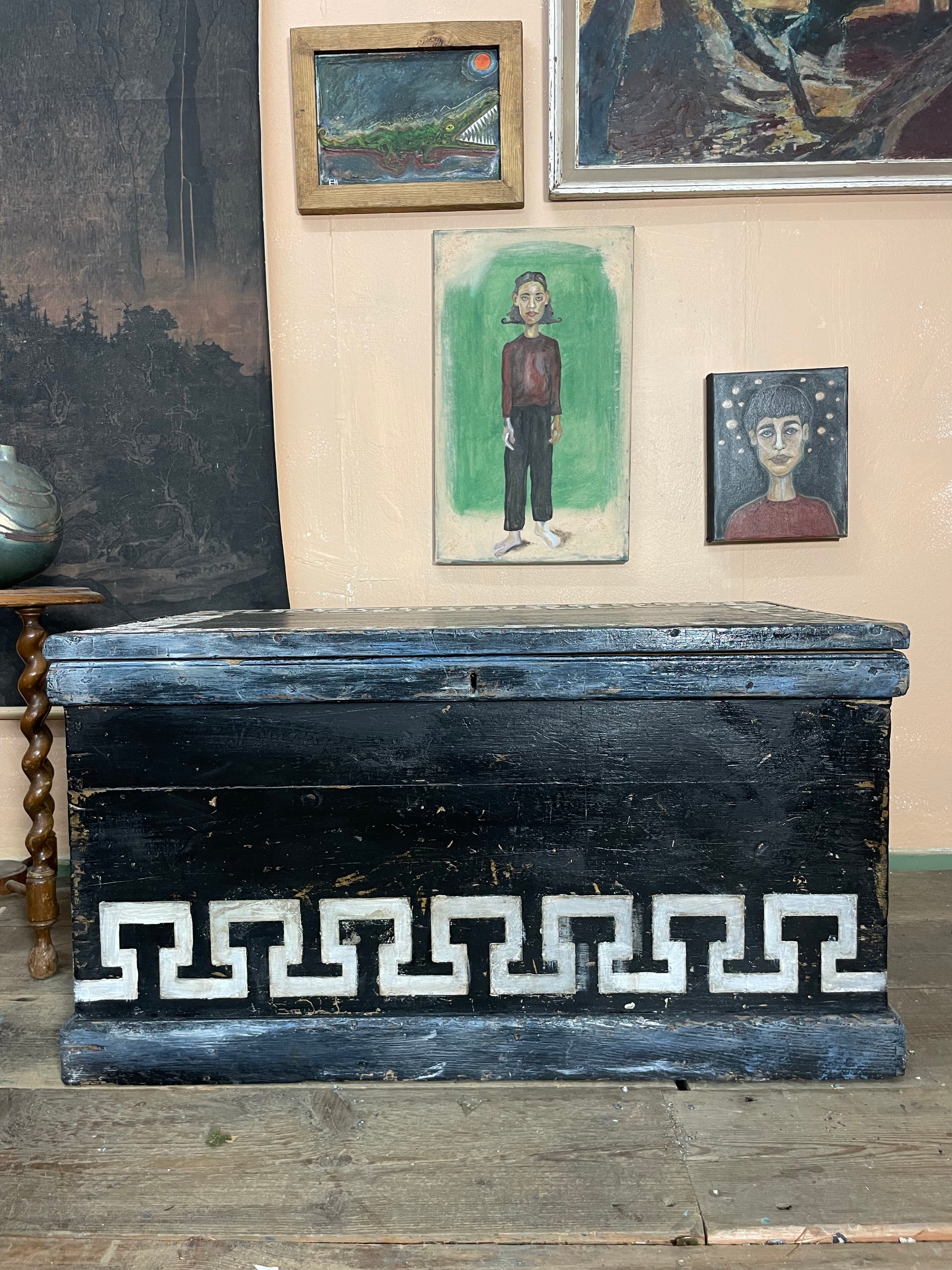 Vintage Folk Art Blanket Box
