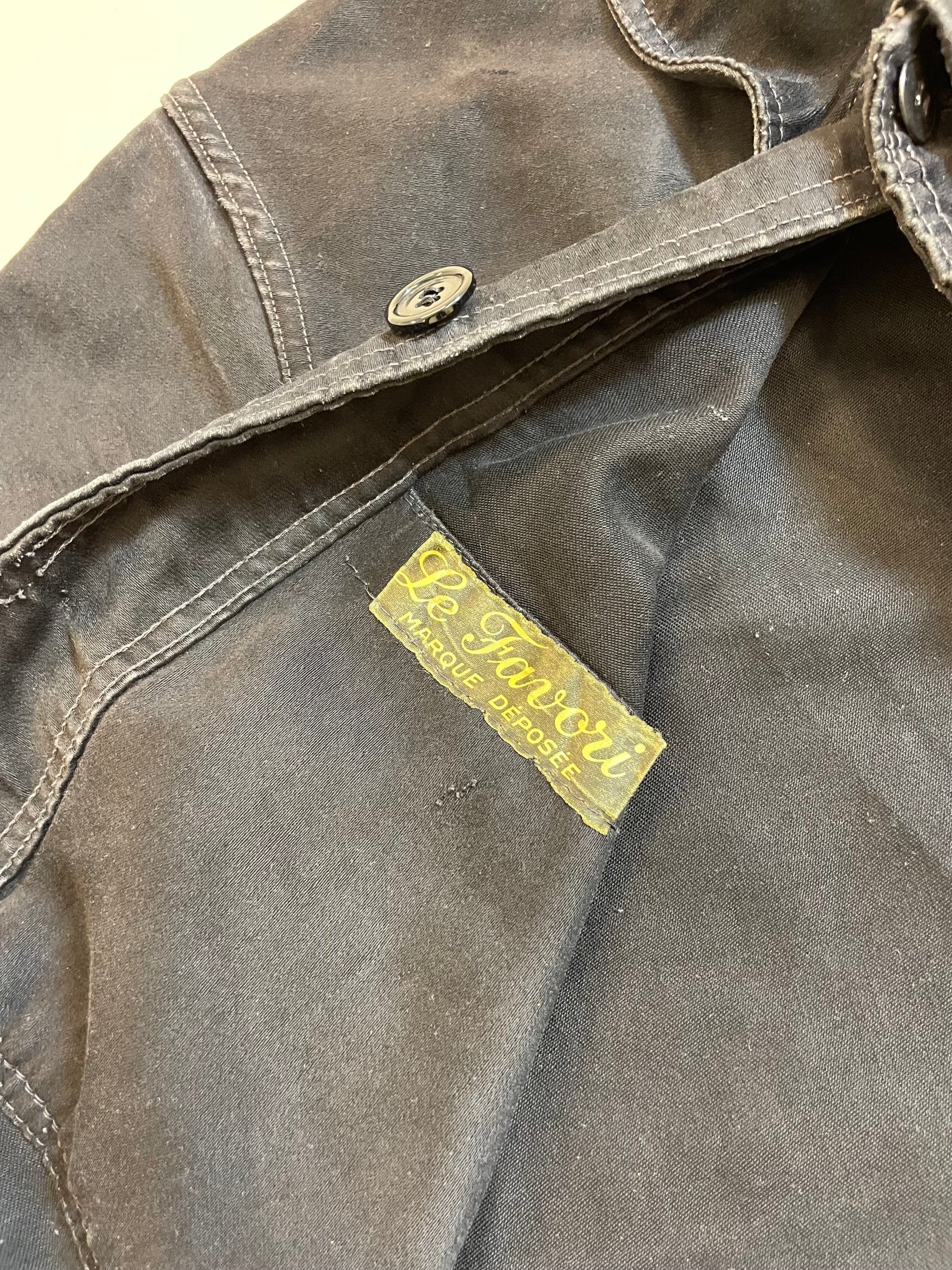 Vintage French Black Moleskin Chore Jacket