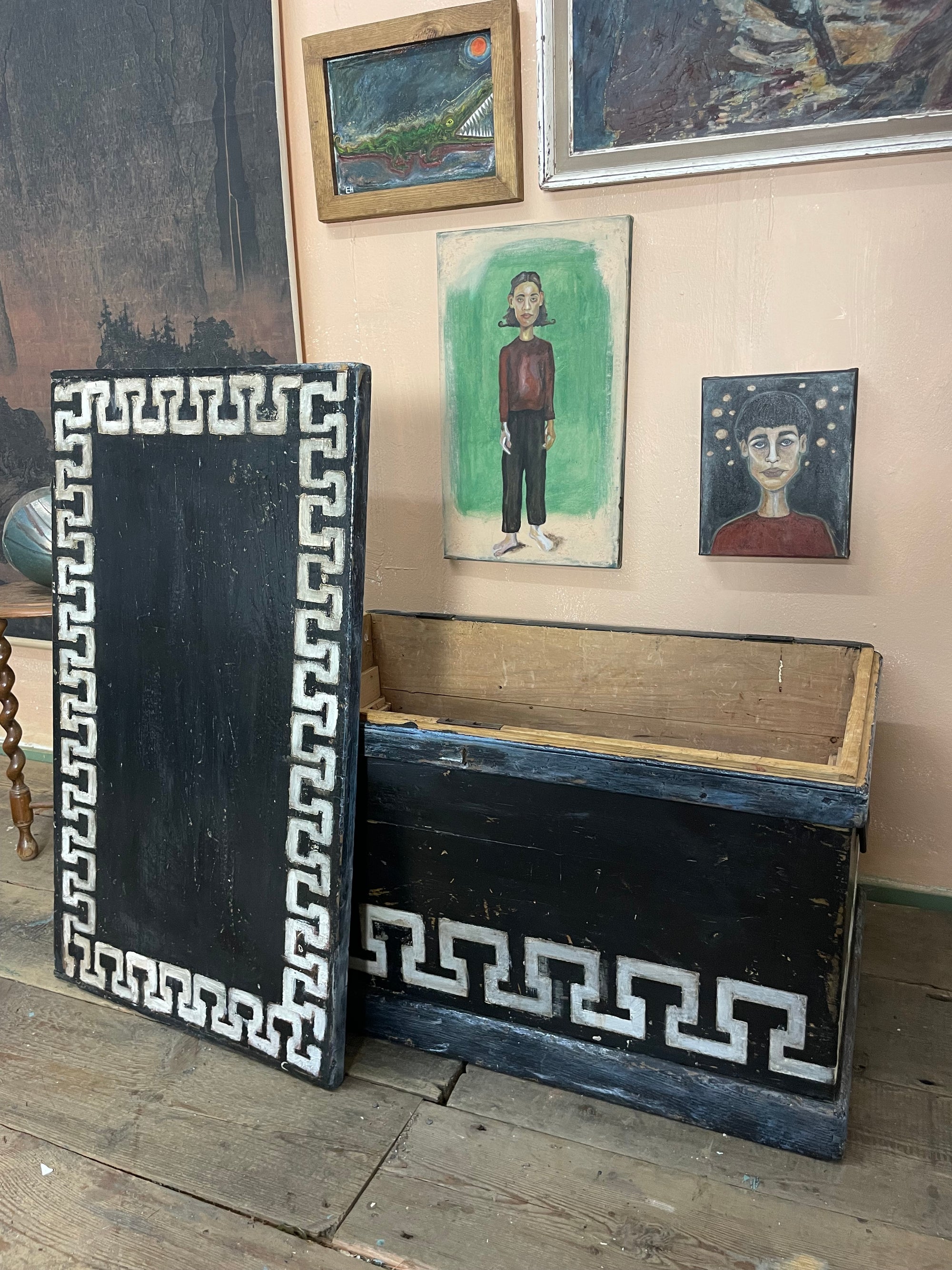 Vintage Folk Art Blanket Box