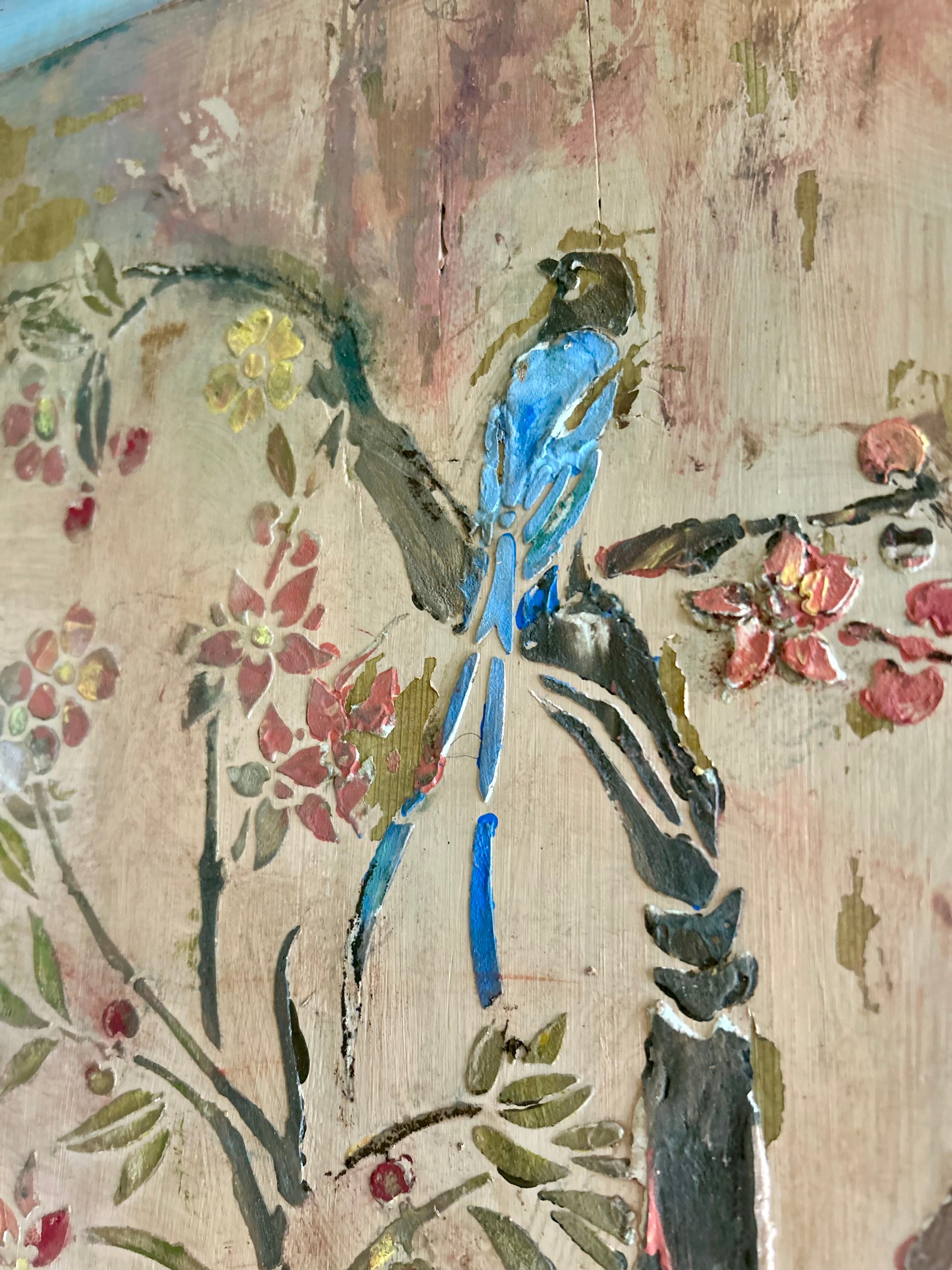 Vintage Painted Pune Armoire with Chinoiserie