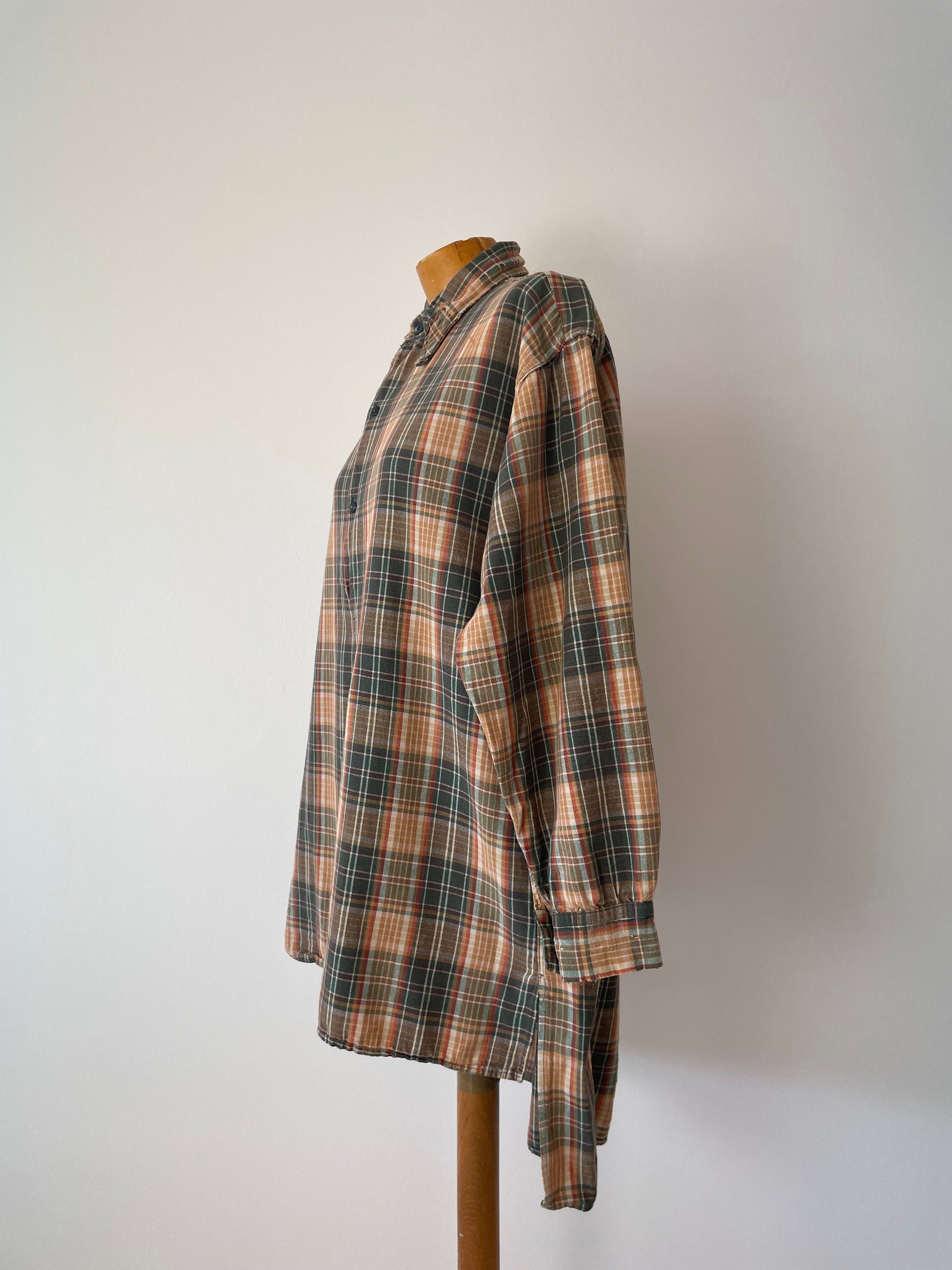 Vintage French Plaid Workwear Peasant Shirt