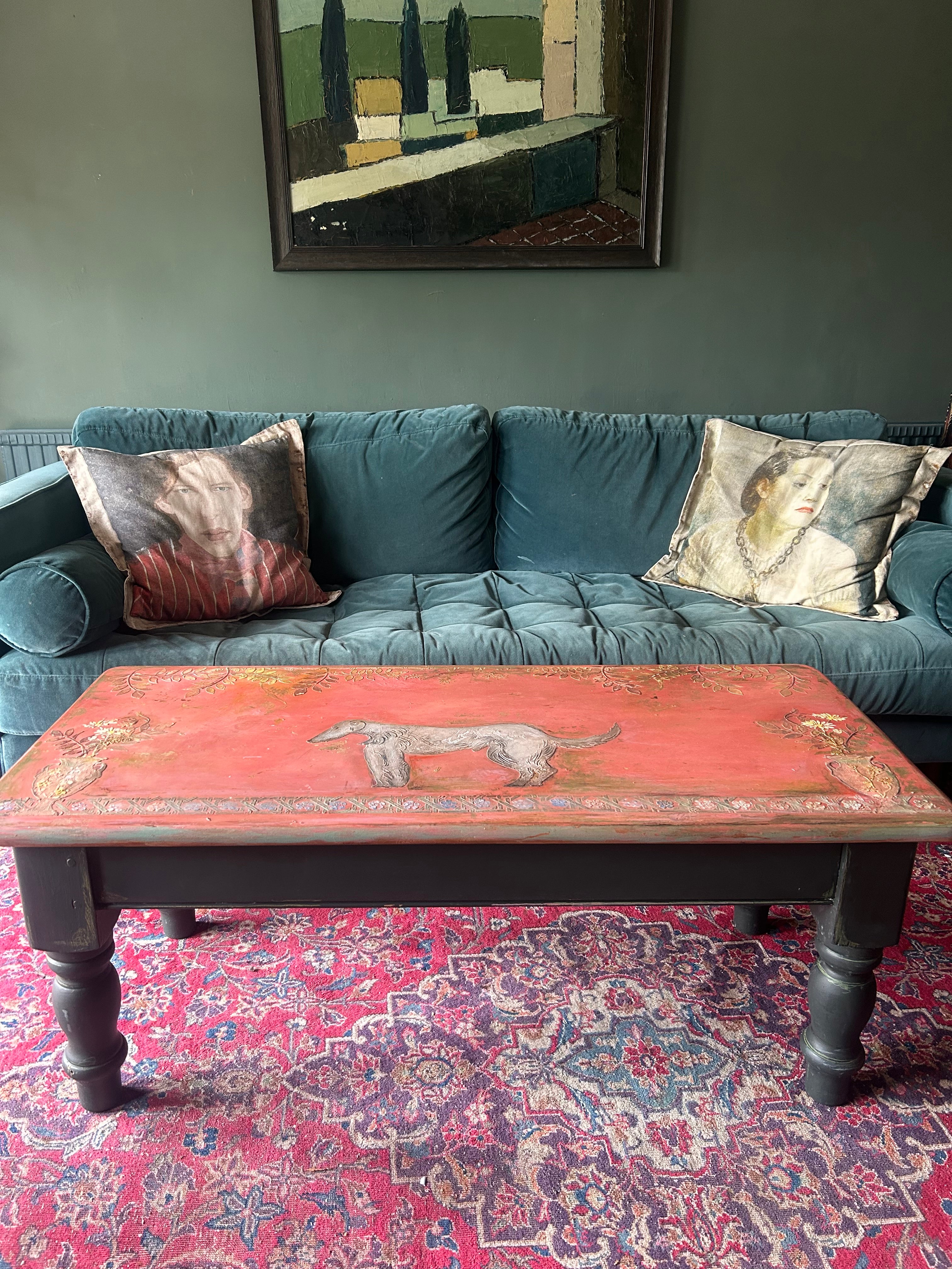 Vintage Painted Pine Bloomsbury Inspired Coffee Table