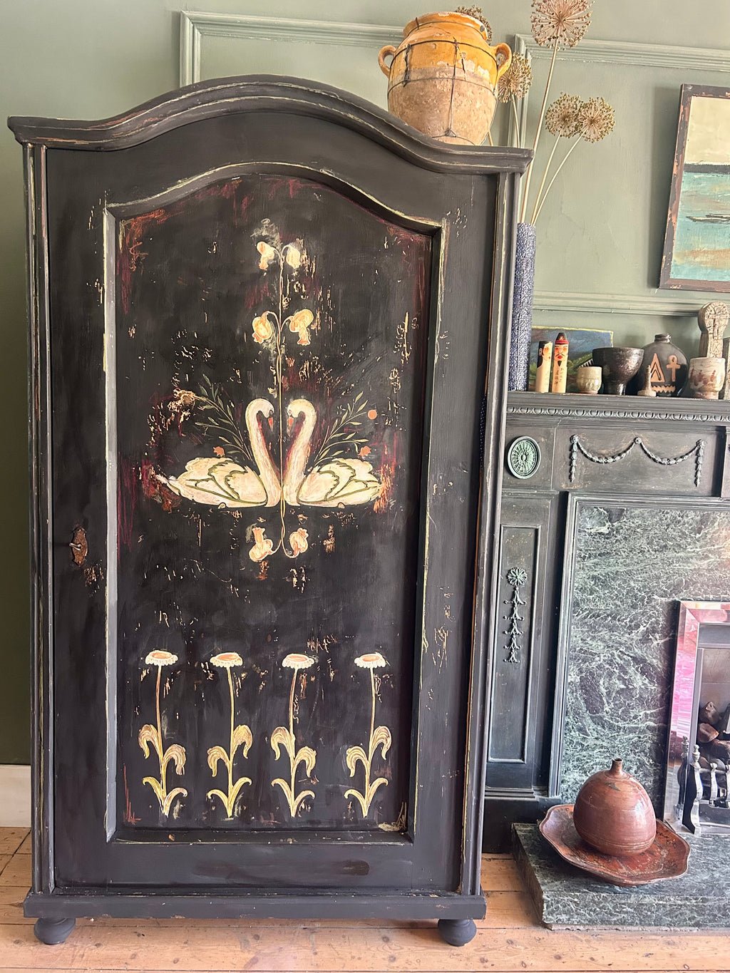 Vintage Painted Folk Art Wardrobe