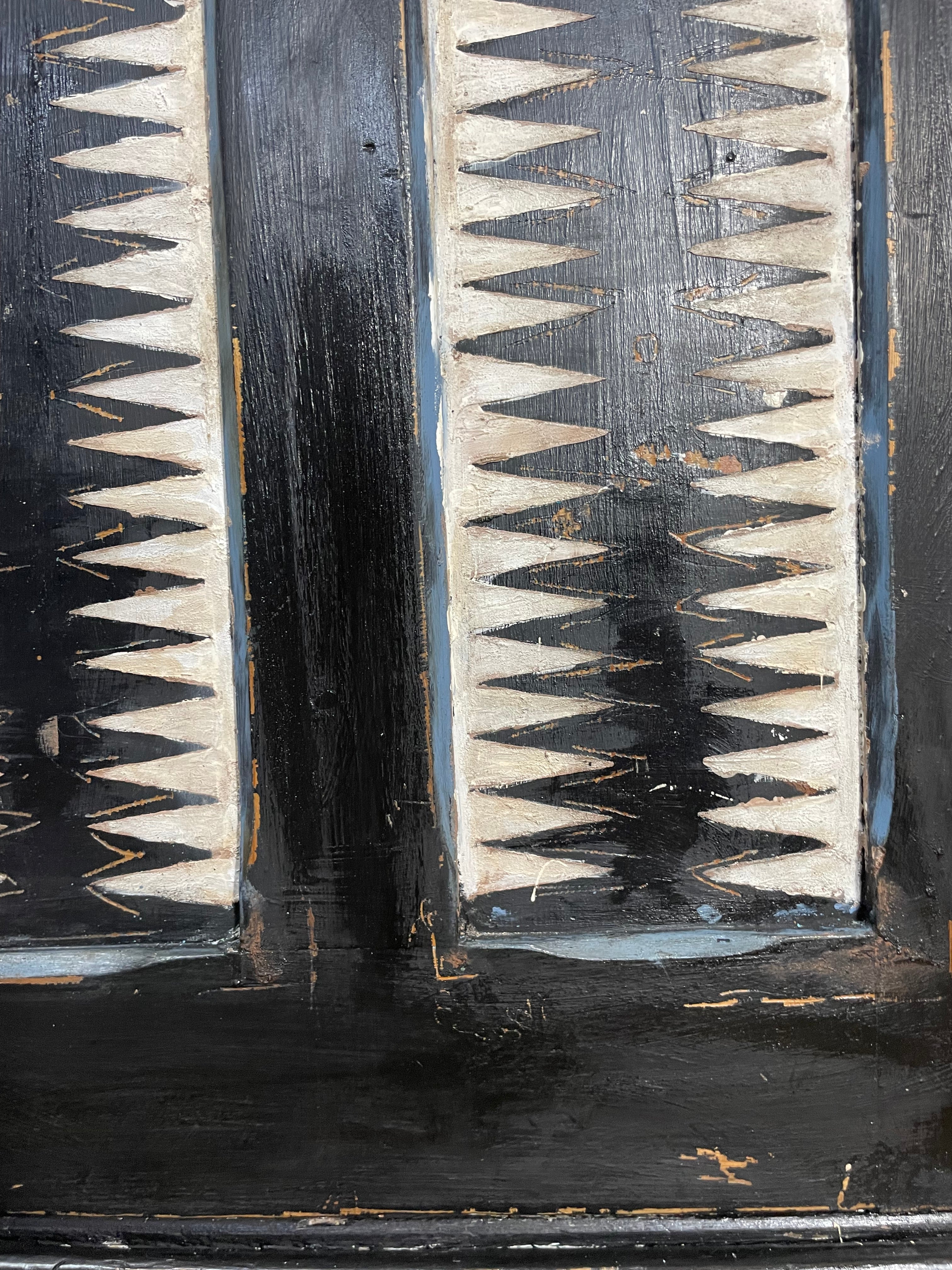 Antique Painted Pine Folk Art Cupboard