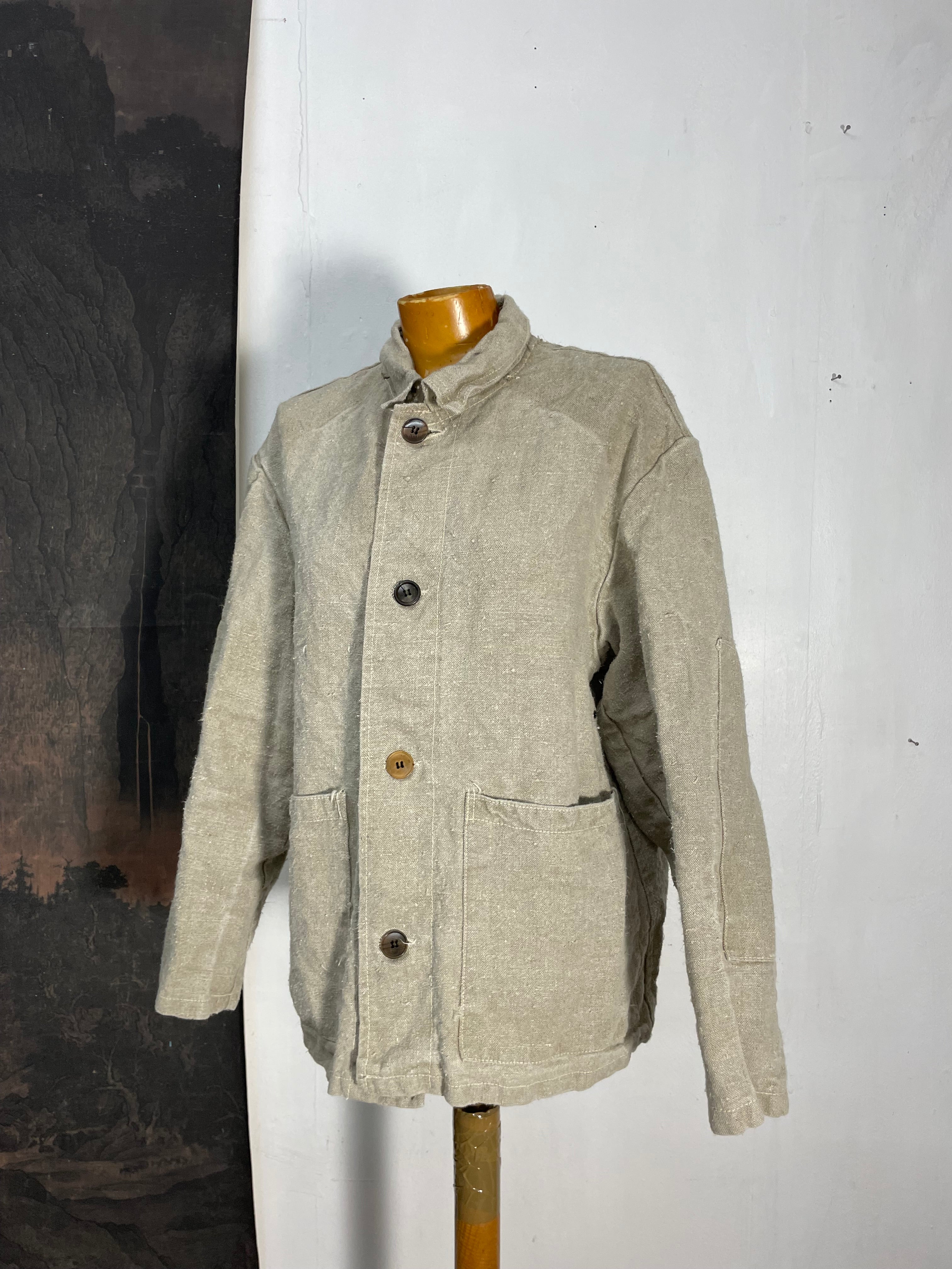 Vintage French Workwear Hemp Canvas Chore Jacket