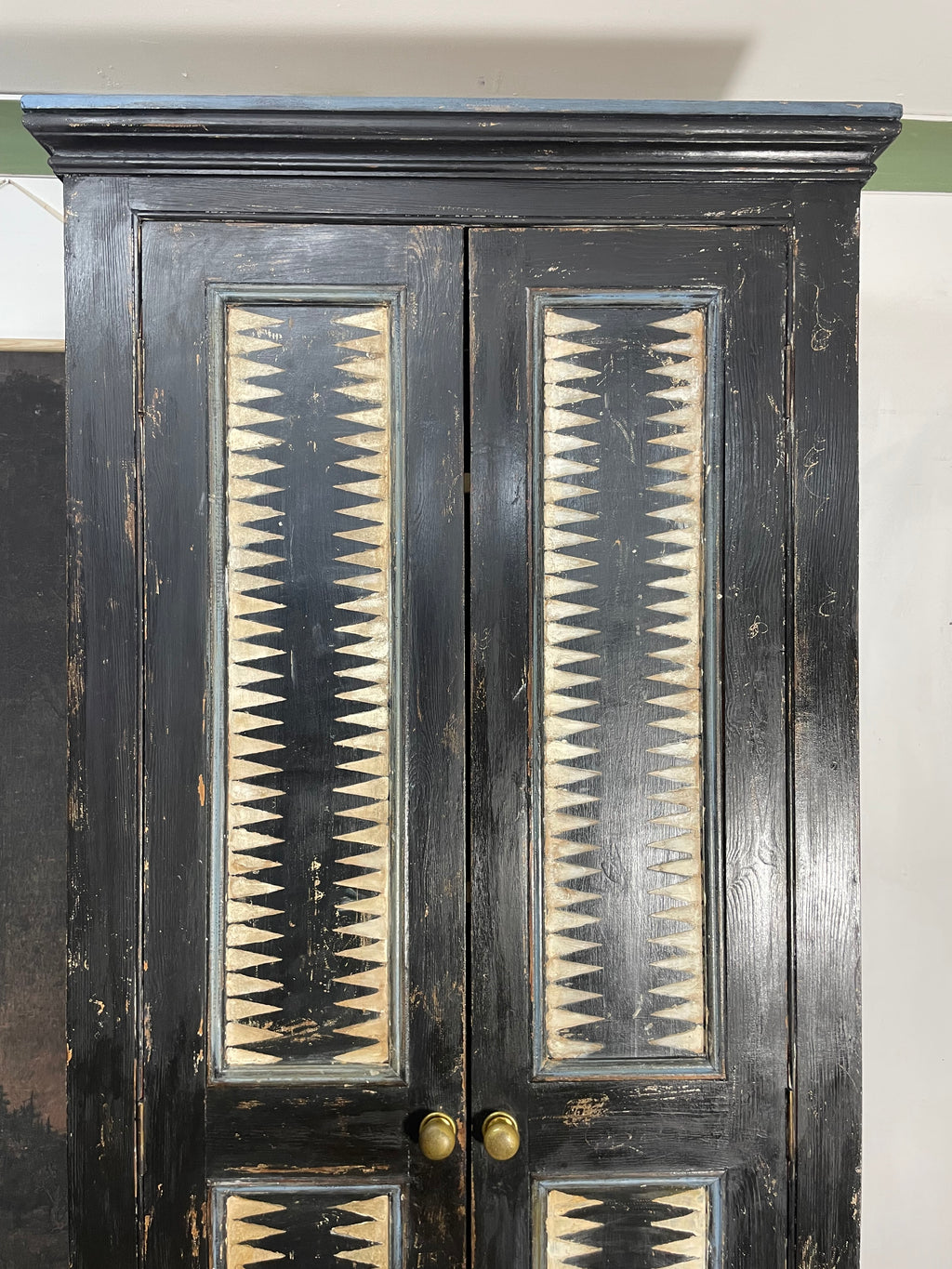 Vintage Painted Pine Folk Art Cupboard