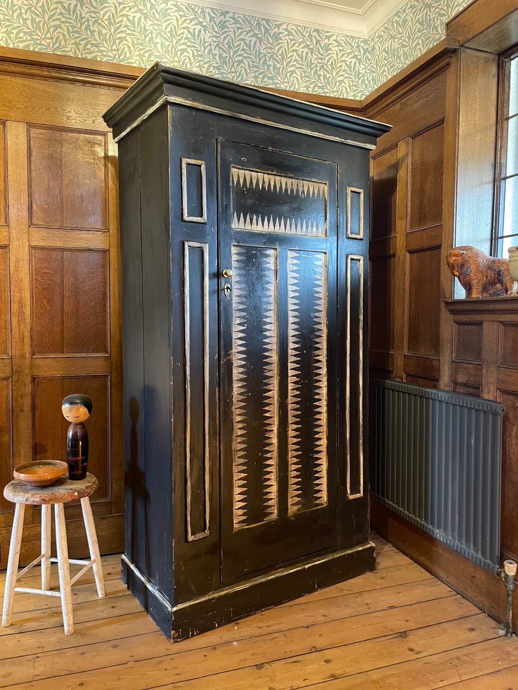 Vintage Folk Art Wardrobe/ Hall Cupboard