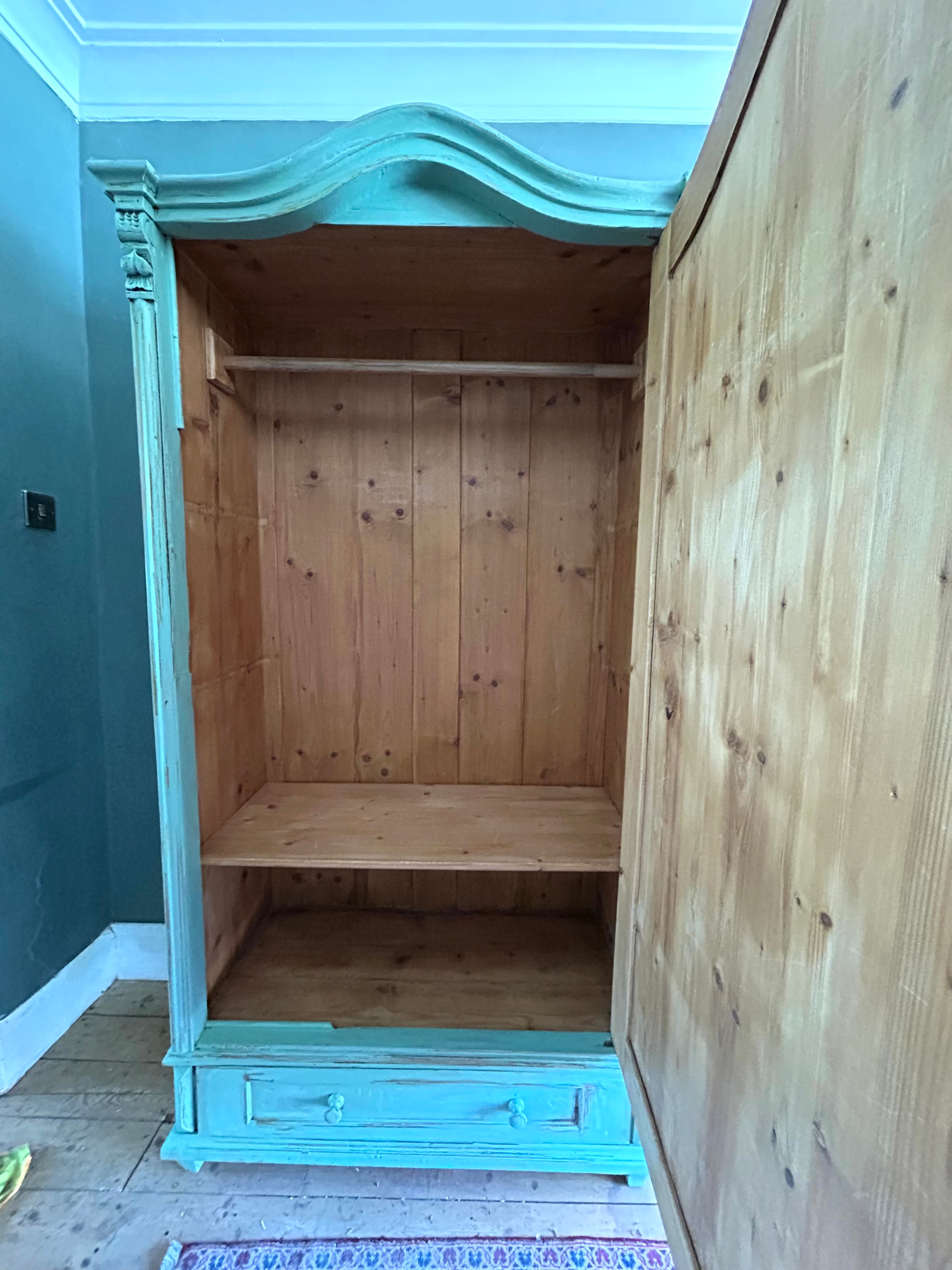 Painted Pine Armoire with Swan ( Reserved,Commission Piece)