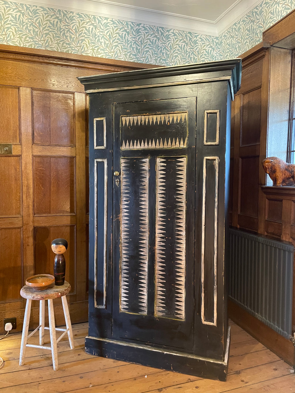 Vintage Folk Art Wardrobe/ Hall Cupboard