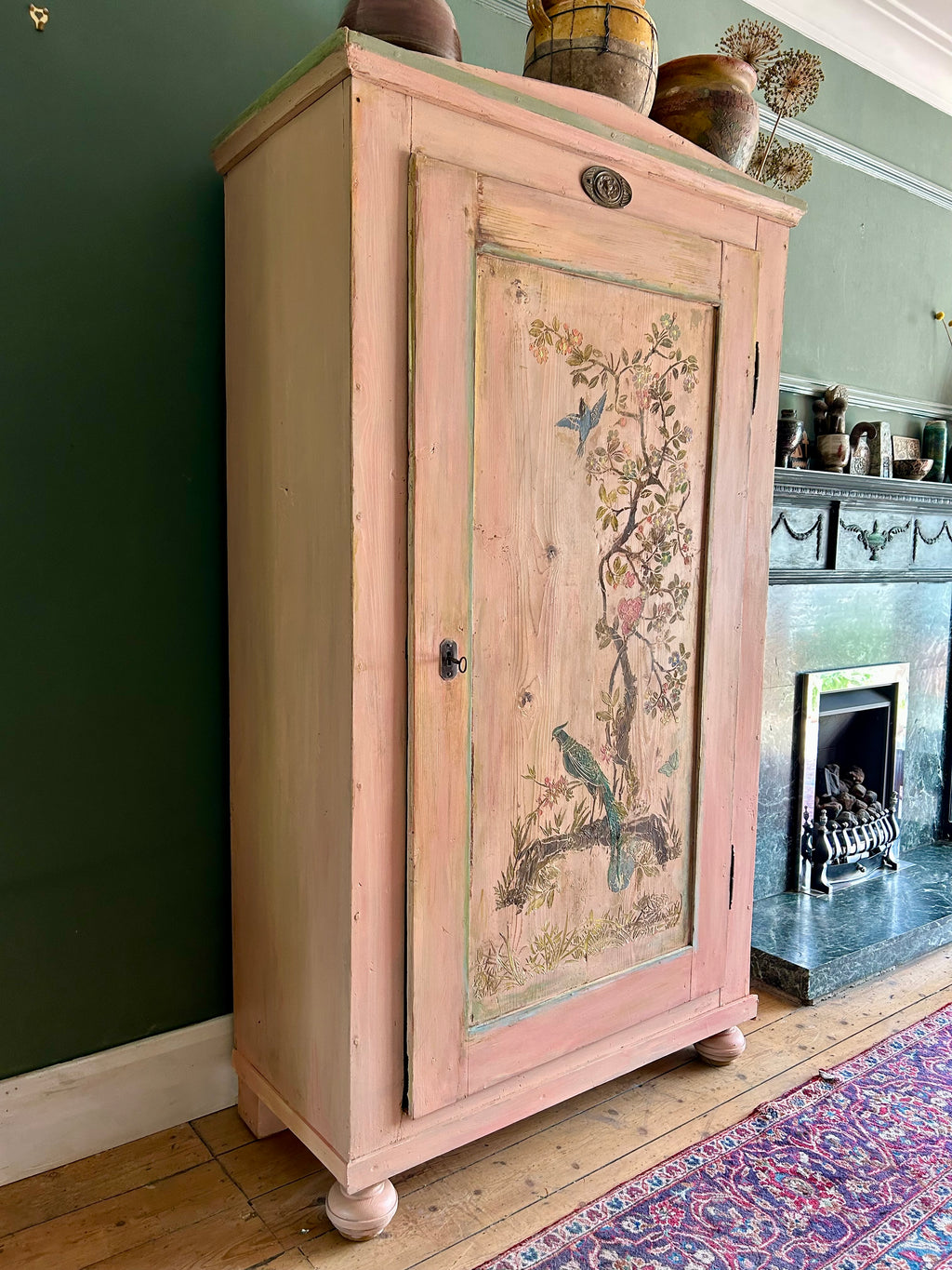 Vintage French Armoire with Chinoiserie Panel
