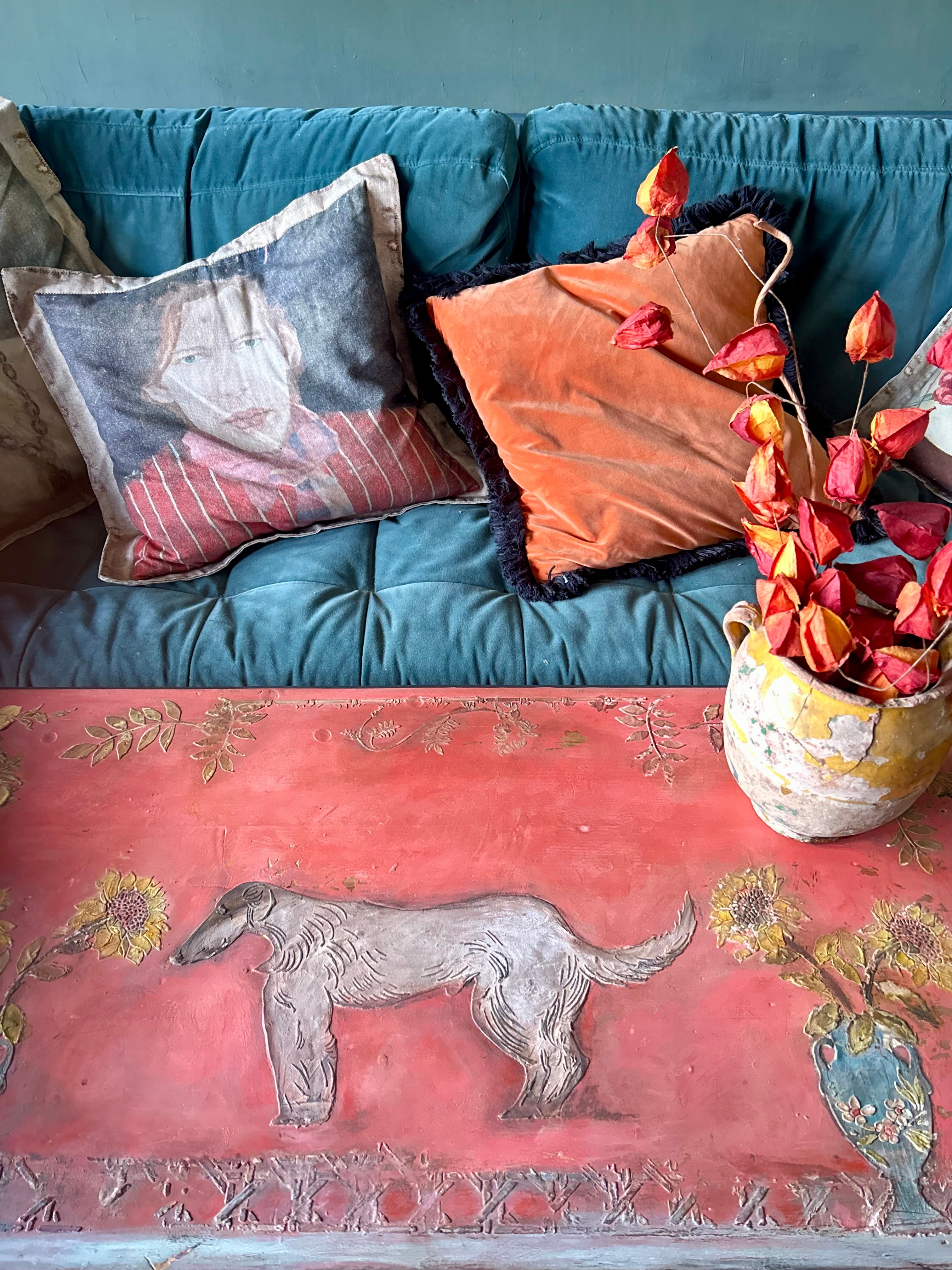 Vintage Painted Bloomsbury Inspired Hound Coffee Table