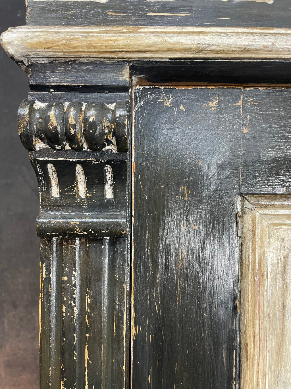 Vintage Painted Pine Wardrobe with Versailles Panel