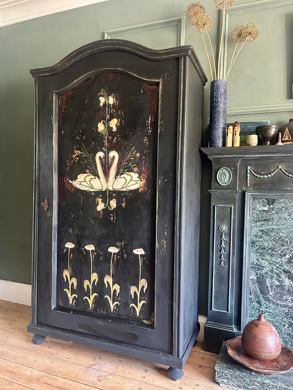 Vintage Painted Folk Art Wardrobe