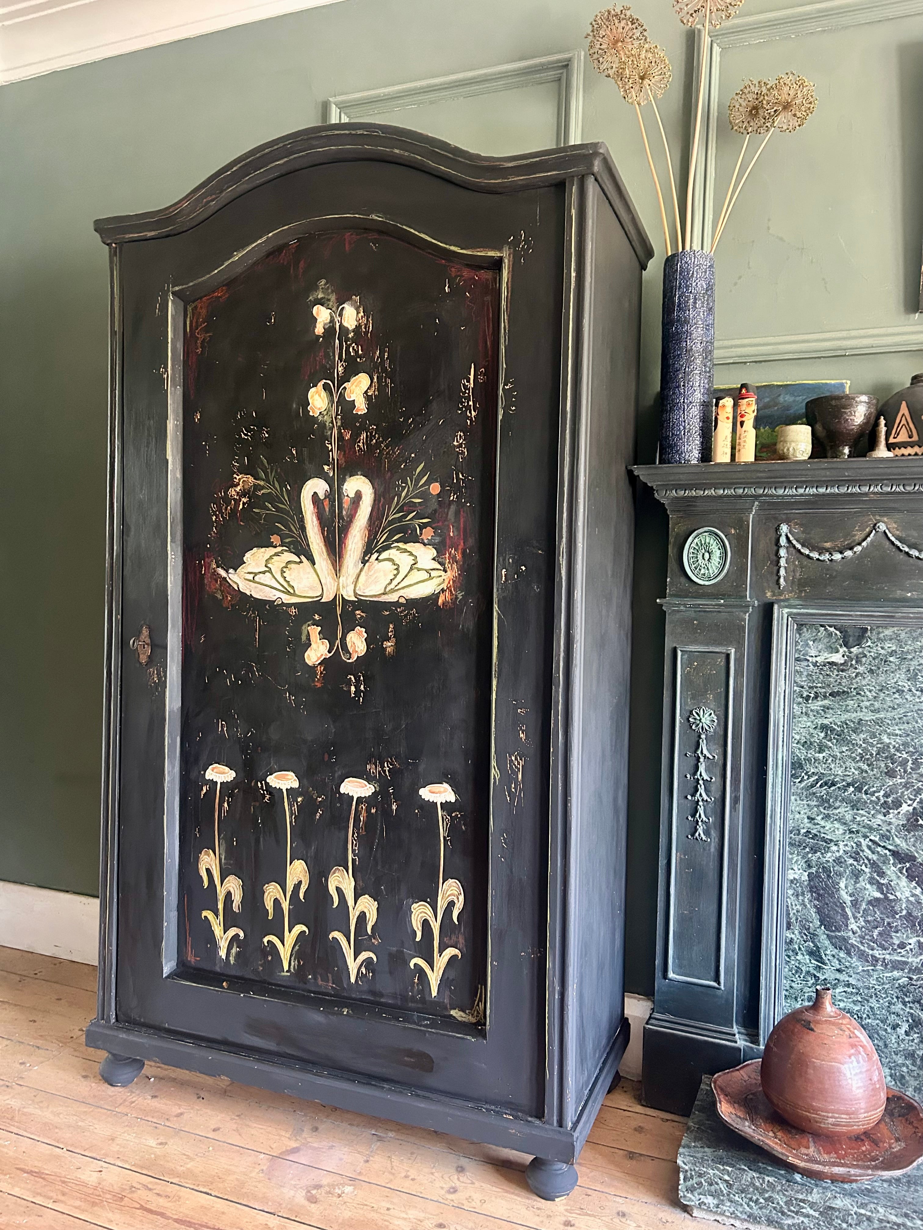 Vintage Painted Folk Art Wardrobe