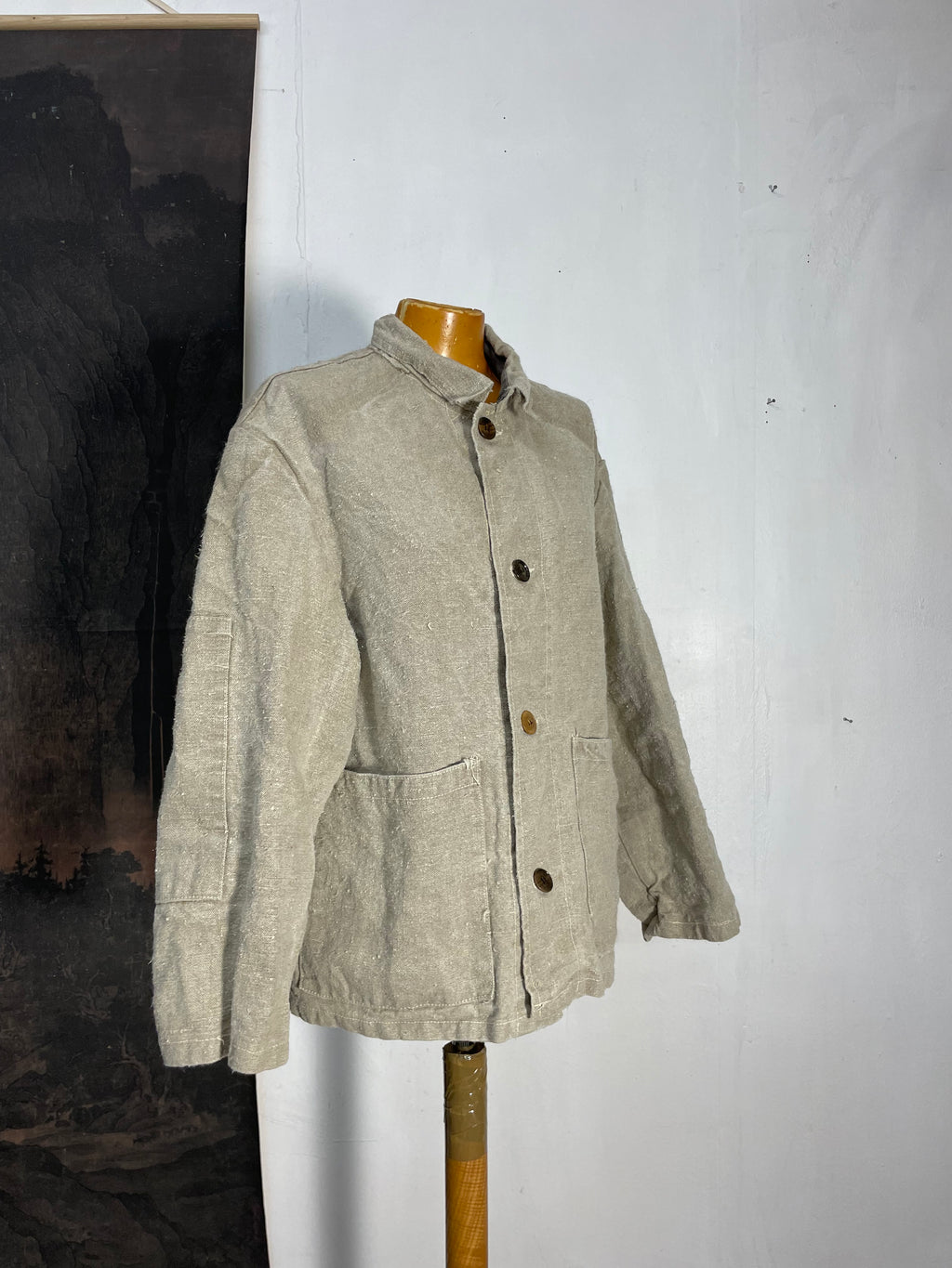 Vintage French Workwear Hemp Canvas Chore Jacket
