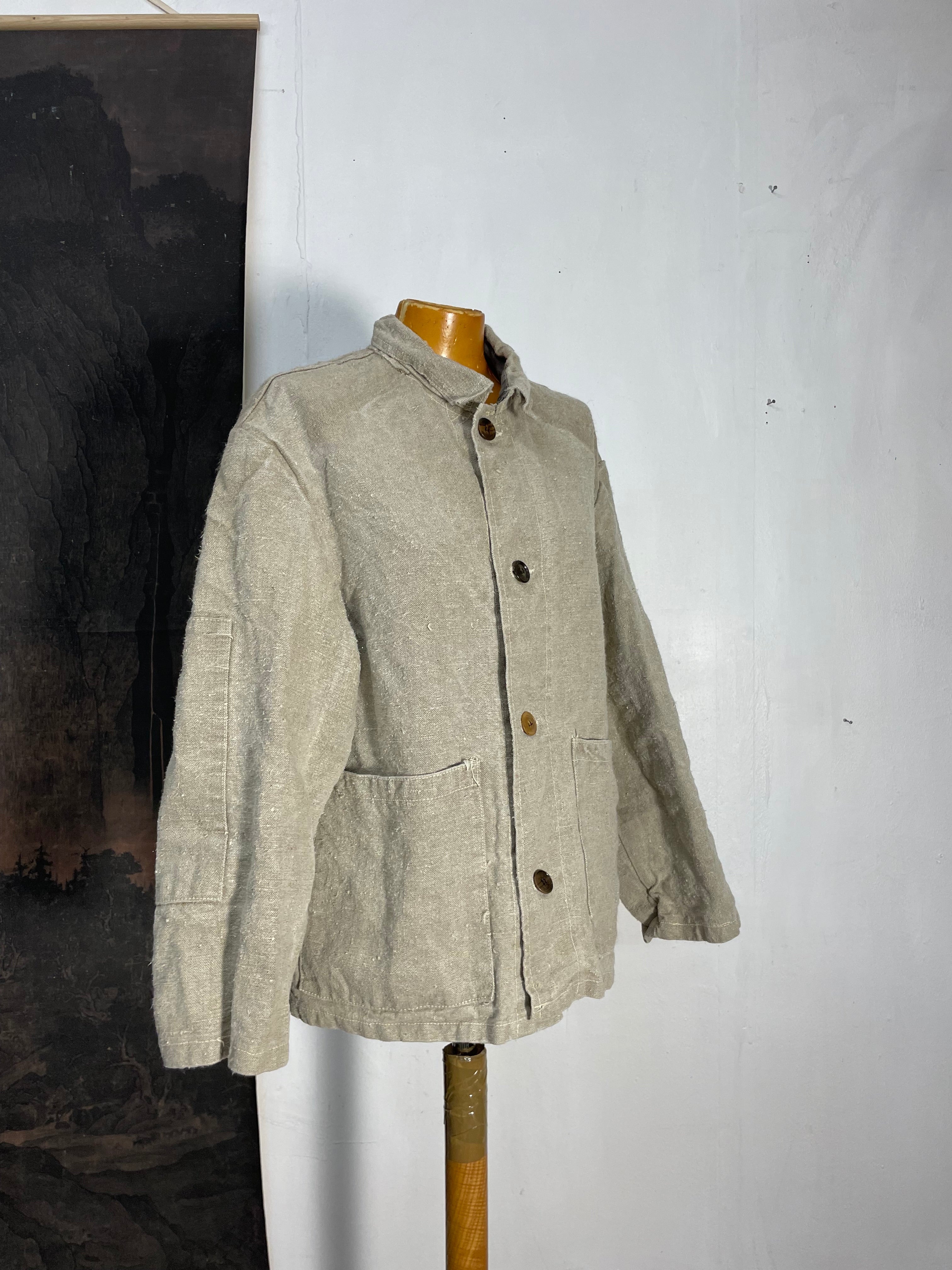 Vintage French Workwear Hemp Canvas Chore Jacket