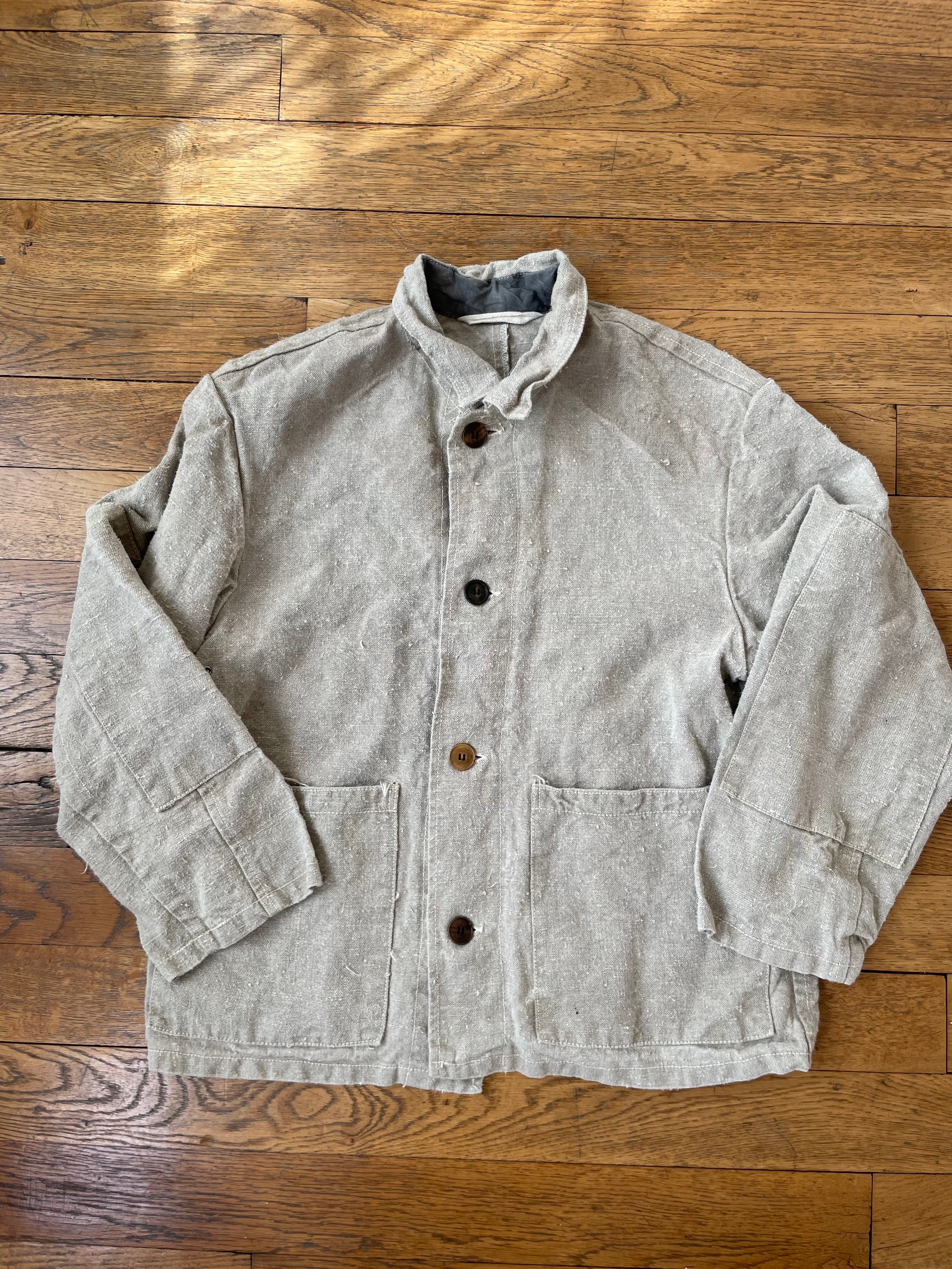 Vintage French Workwear Hemp Canvas Chore Jacket